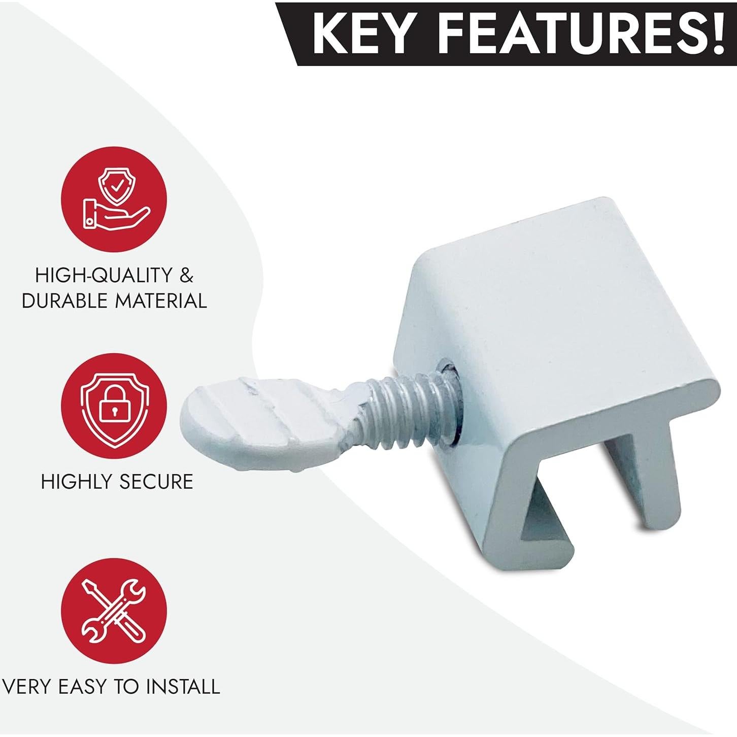 Bloqueo de Ventana Deslizante NU-SET con Tornillo de Pulgar - Paquete de 10