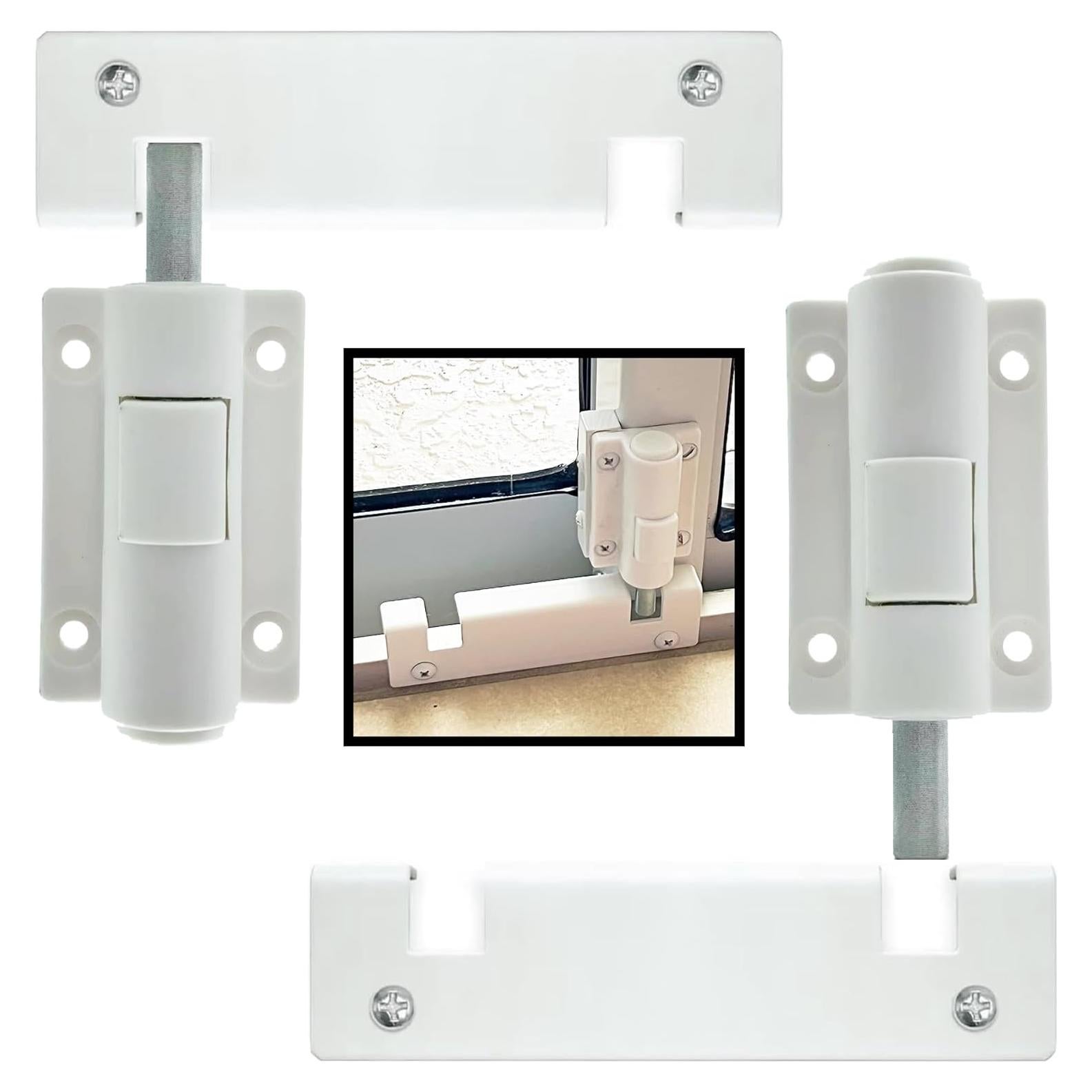 Cerradura de Pie ReigaHood para Puerta Corredera - 2 Paquete Blanco