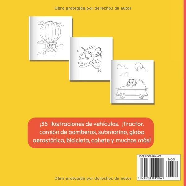 Libro Para Colorear Simple y Fácil | Vehículos: 35 Diseños Simples y Grandes Para Niñas y Niños. ¡Cohetes, Carros, trenes, barcos y más! (Spanish Edition)