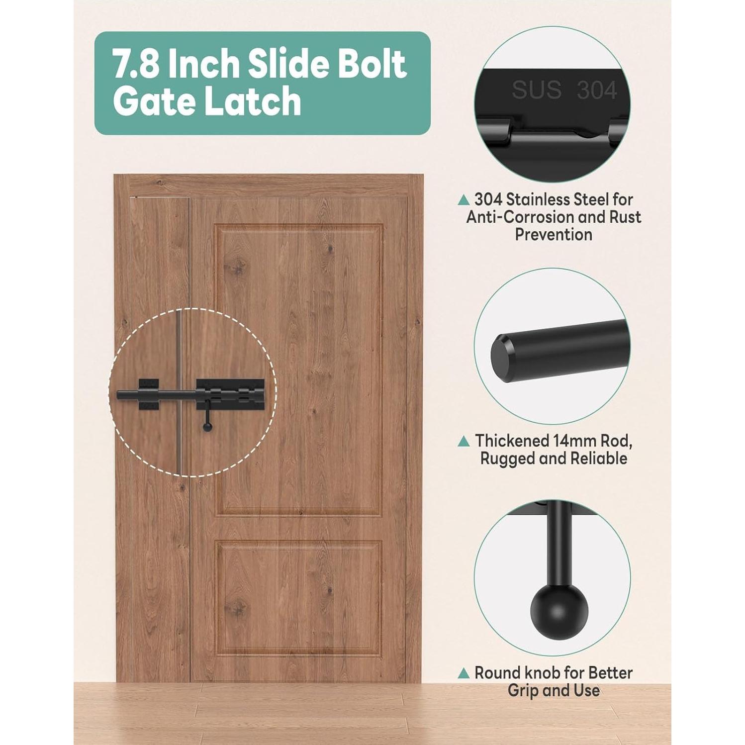 Cerrojo deslizante de 20 cm Anobeyi de acero inoxidable