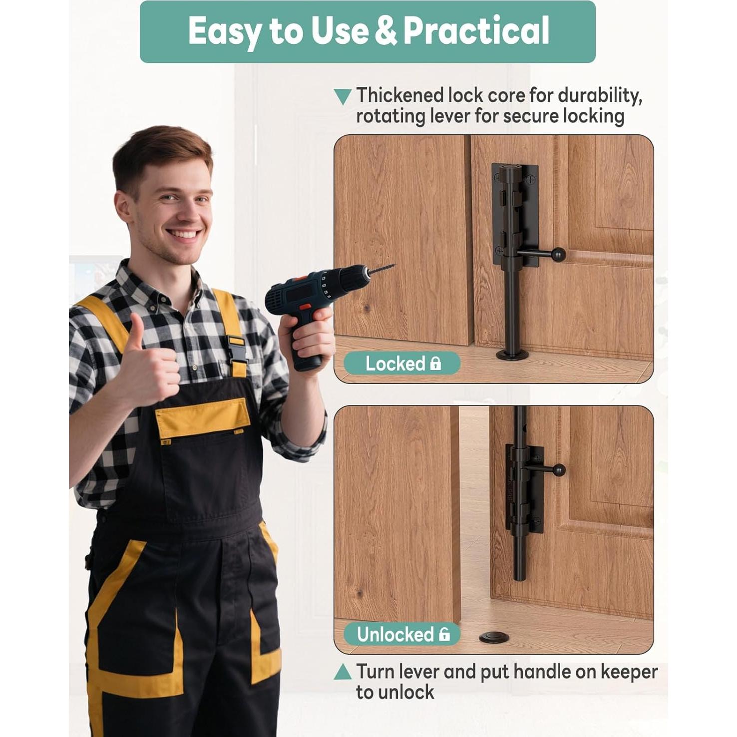 Cerrojo deslizante de 20 cm Anobeyi de acero inoxidable