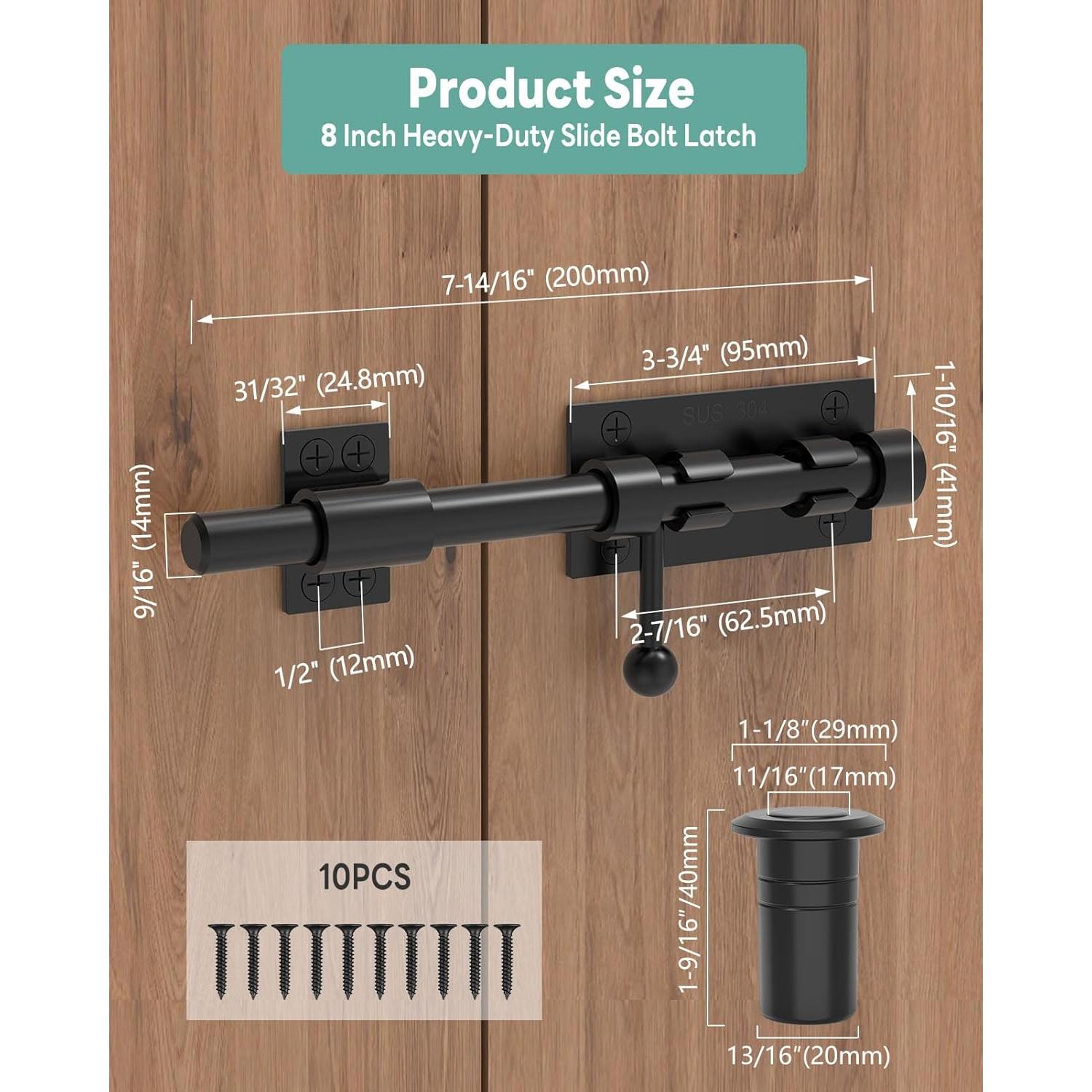 Cerrojo deslizante de 20 cm Anobeyi de acero inoxidable