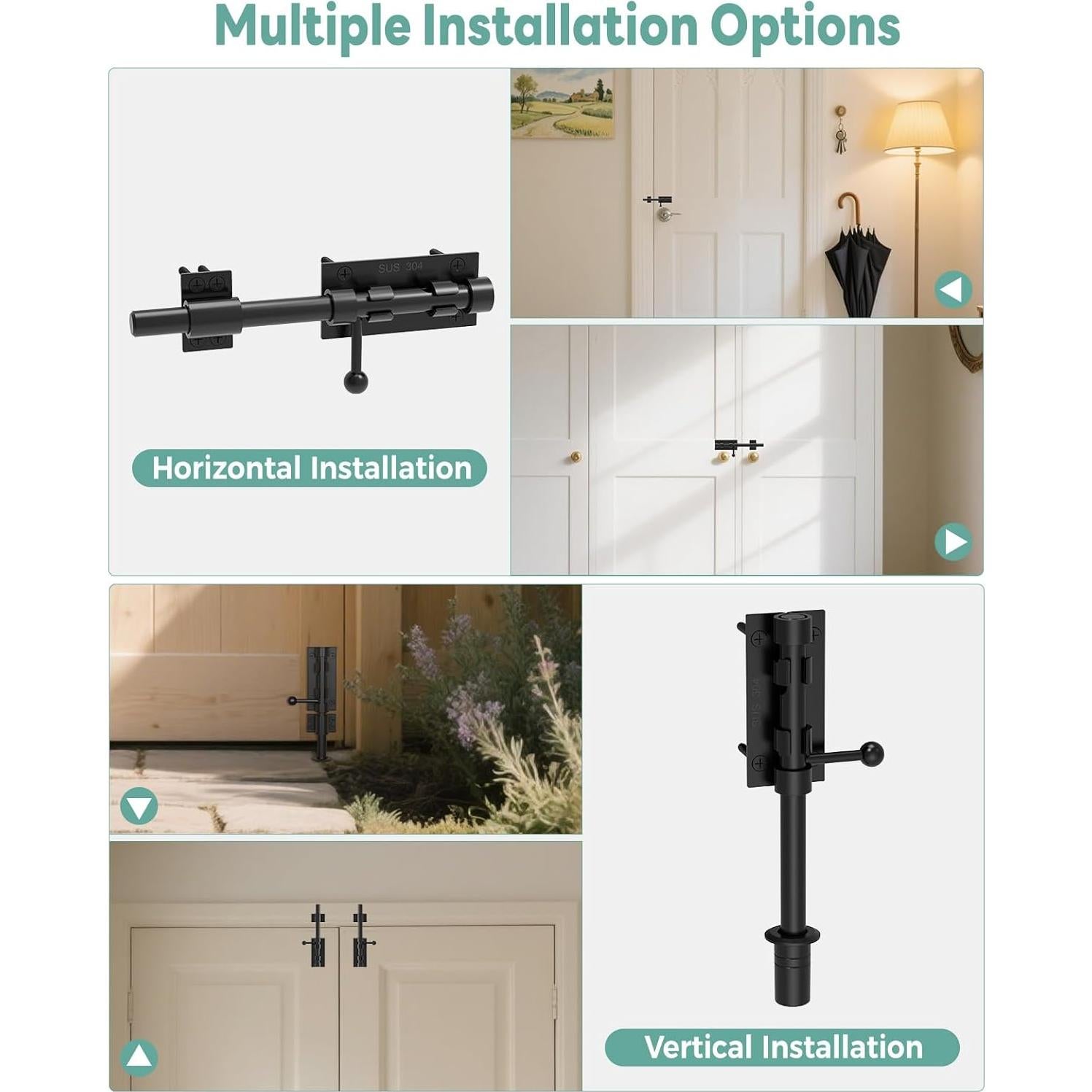 Cerrojo deslizante de 20 cm Anobeyi de acero inoxidable