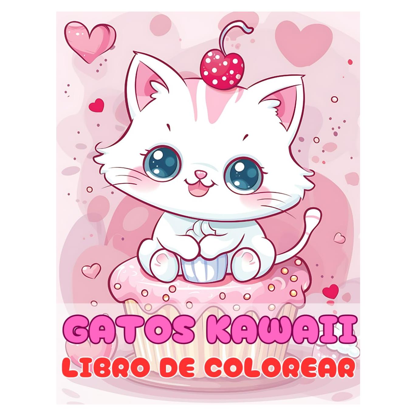 Libro de Colorear Gatos Kawaii para Niños: 50 páginas para colorear de adorables gatitos en estilo kawaii, anime y manga, ideal para pequeños amantes de los animales. (Spanish Edition)