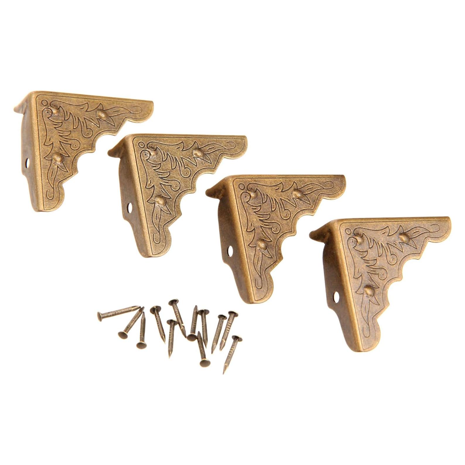 16 Piezas Protectores de Esquinas de Latón Antiguo dophee 32mm
