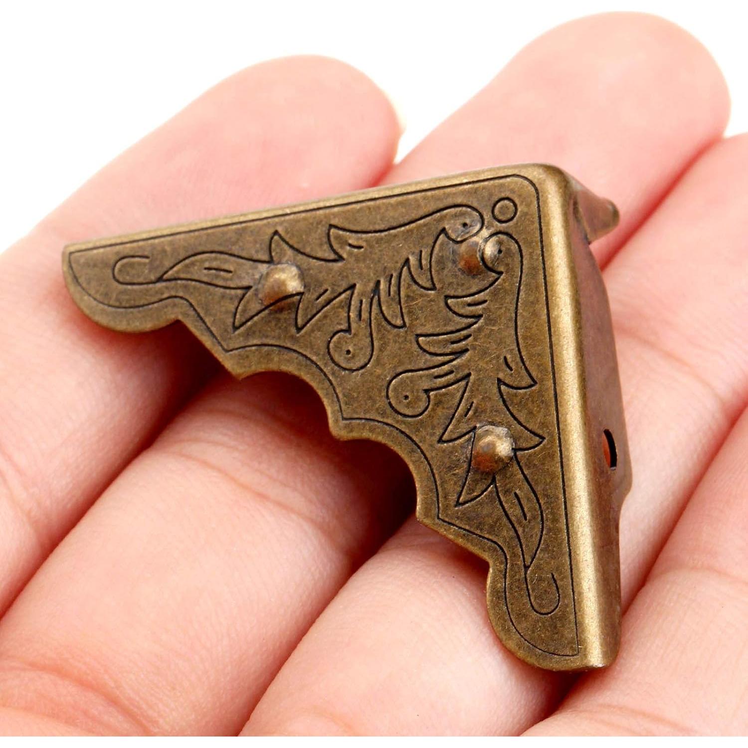 16 Piezas Protectores de Esquinas de Latón Antiguo dophee 32mm