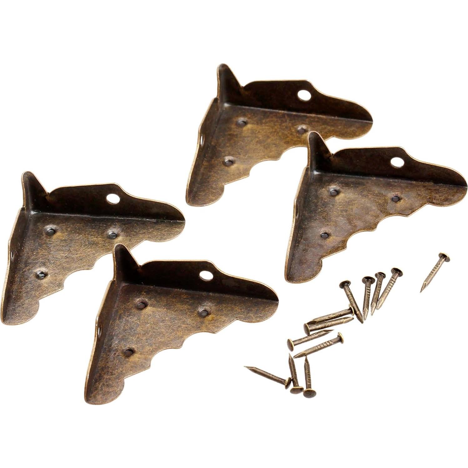 16 Piezas Protectores de Esquinas de Latón Antiguo dophee 32mm