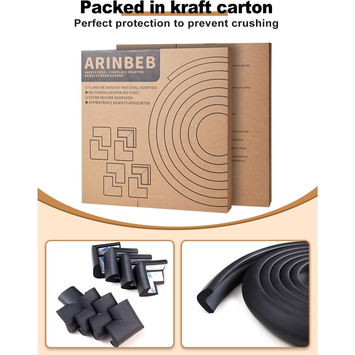 Protector de esquina de espuma ARINBEB para chimeneas - Negro