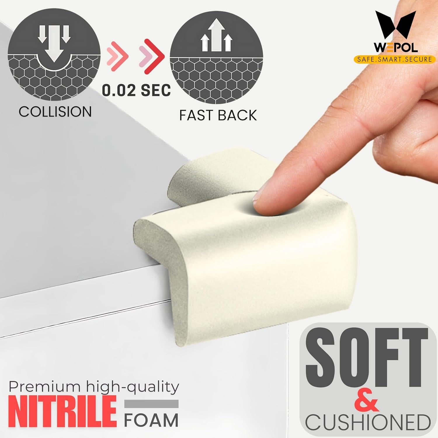 4 Protectores de Esquinas para Bebés WEPOL - Espuma Nitrilo