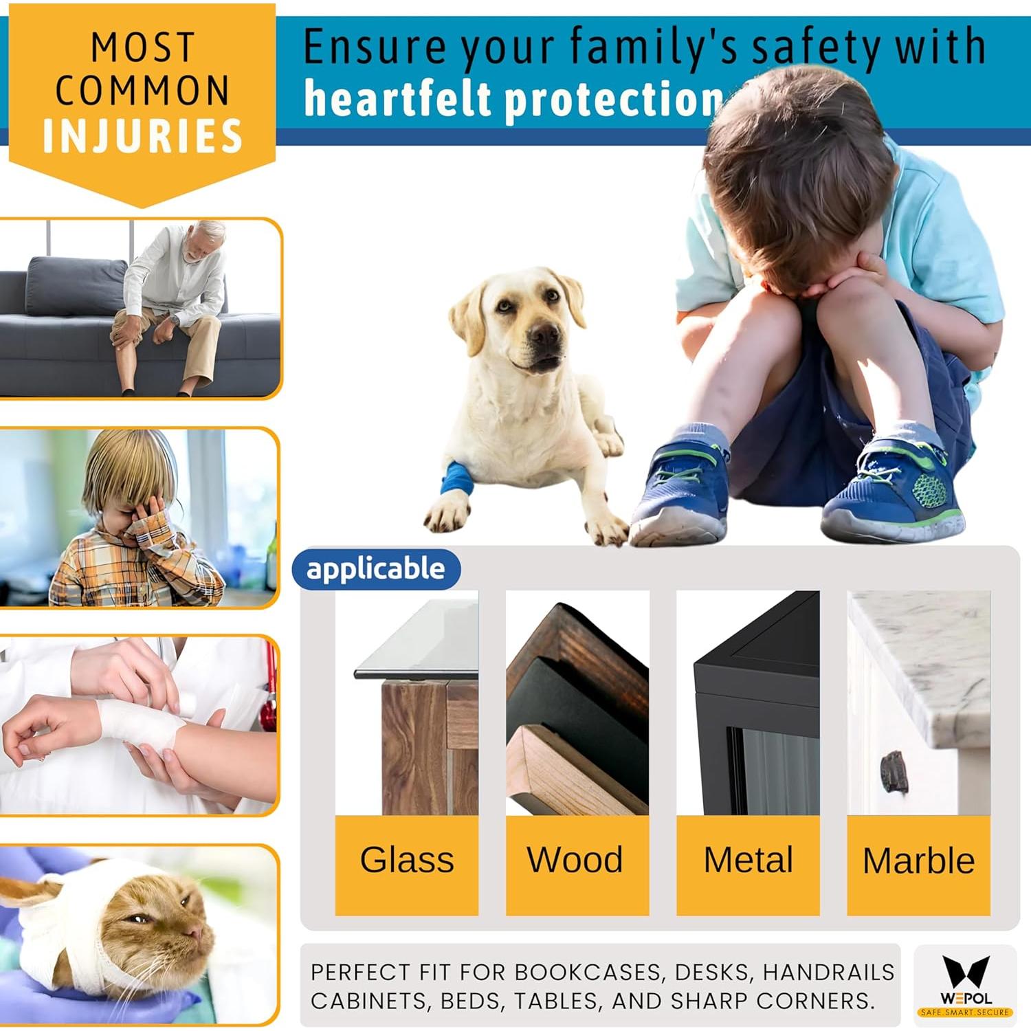 4 Protectores de Esquinas para Bebés WEPOL - Espuma Nitrilo