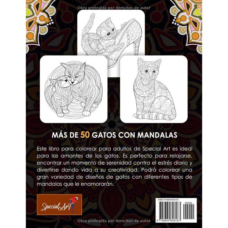Gatos con Mandalas - Libro de Colorear para Adultos: Más de 50 gatos lindos, cariñosos y hermosos. Libros de colorear anti estrés con diseños ... con Mandalas de Colorear) (Spanish Edition)