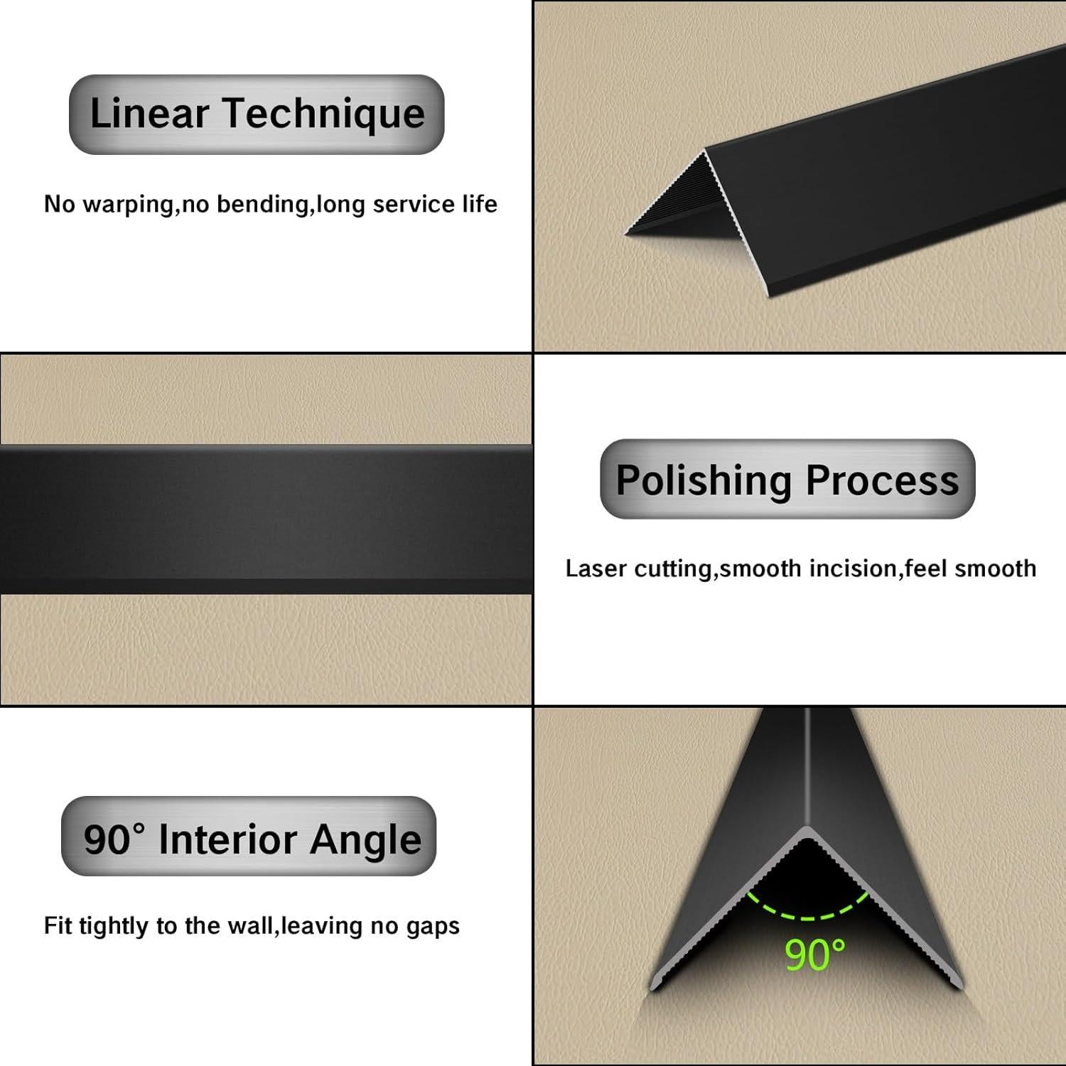 Protectores de Esquinas de Aluminio SWPEC 1.2x1.2m 10PCS Negro