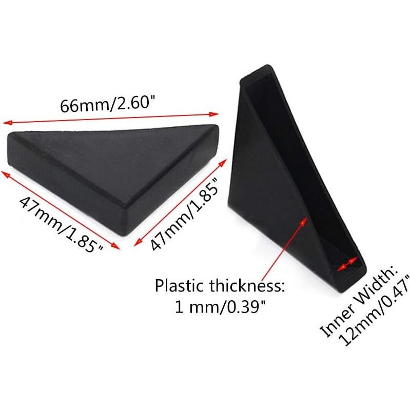 8 Protectores de Esquinas de Plástico Triangulares Xinally Negro