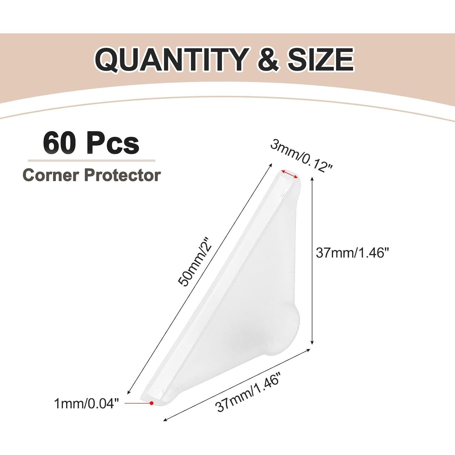 60 Protectores de Esquina de Plástico uxcell 3mm Transparente