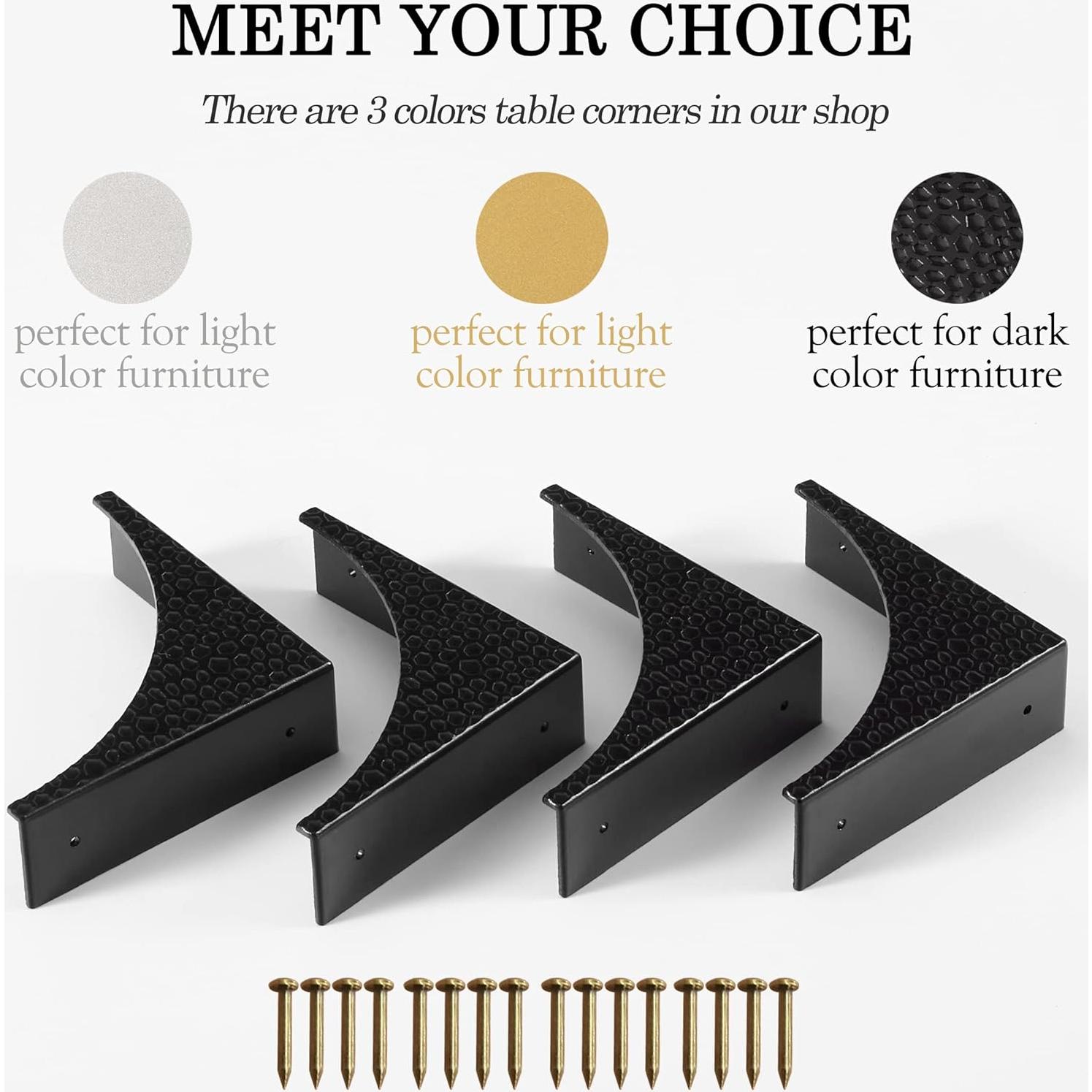 Protectores de Esquinas de Metal Negro Foxwake - 4 Pcs 6.5 cm