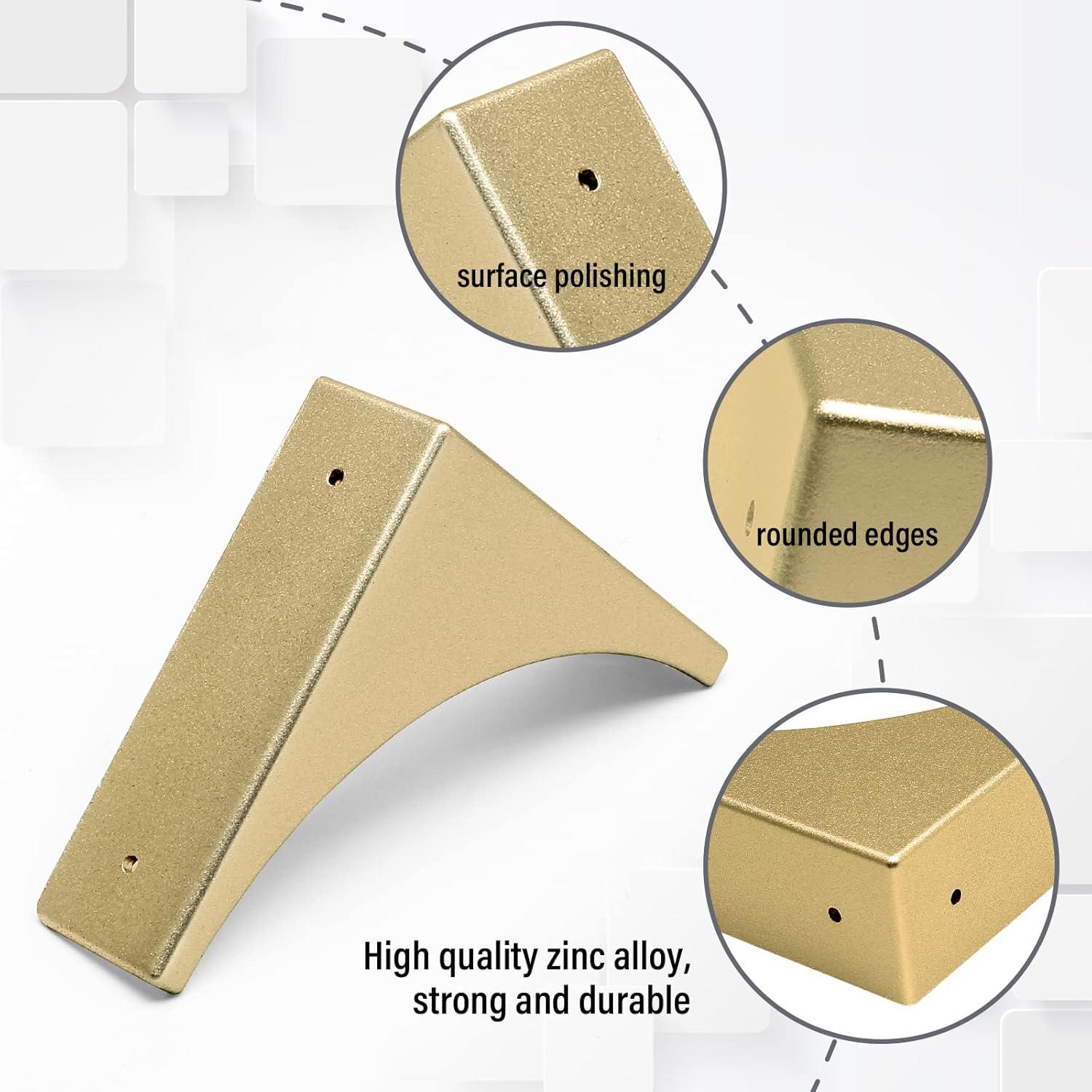 BokWin Protectores de Esquinas Dorados de Zinc 4 Pcs 65mm