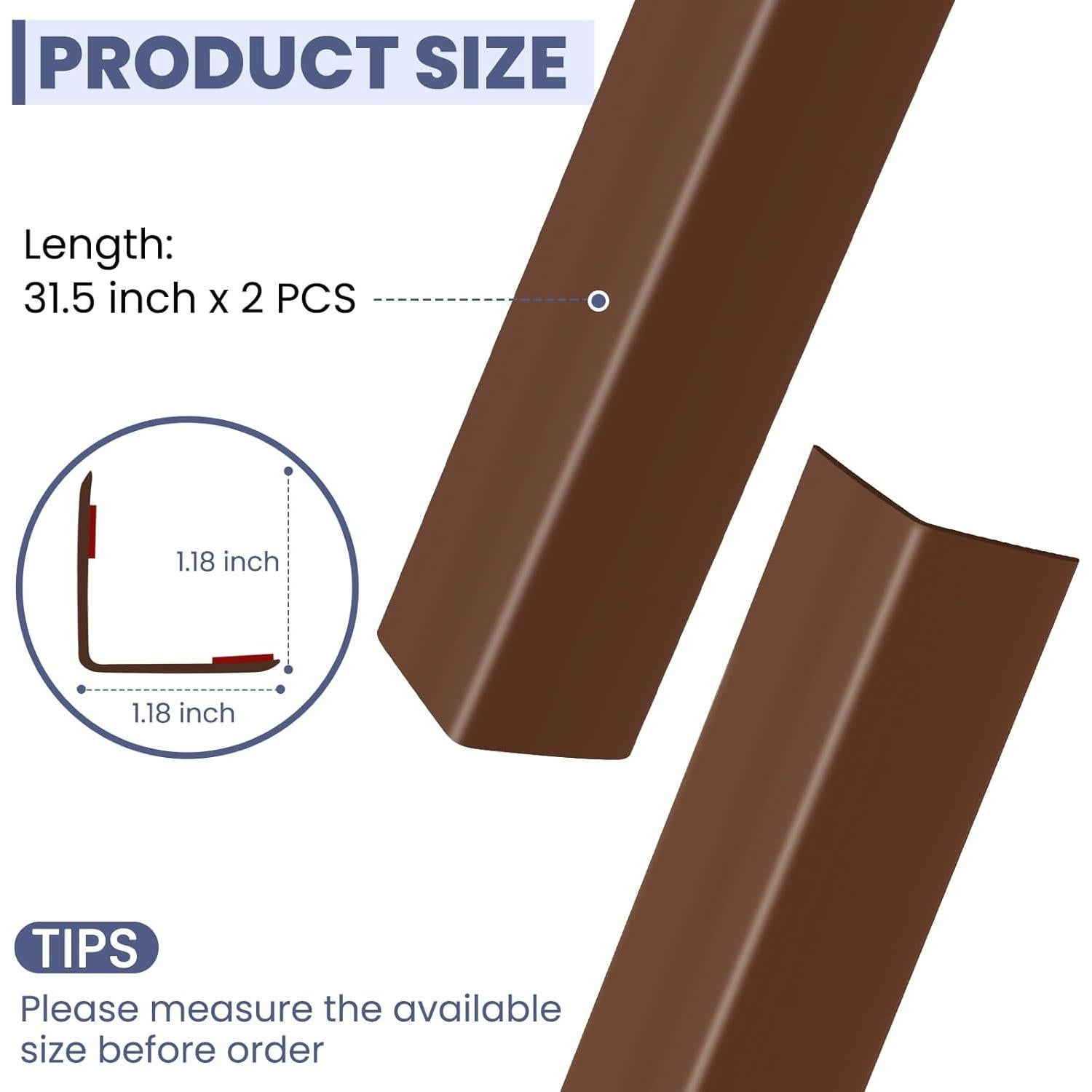 2 Protectores de Esquinas Autoadhesivos MONOID Marrón 80x3 cm