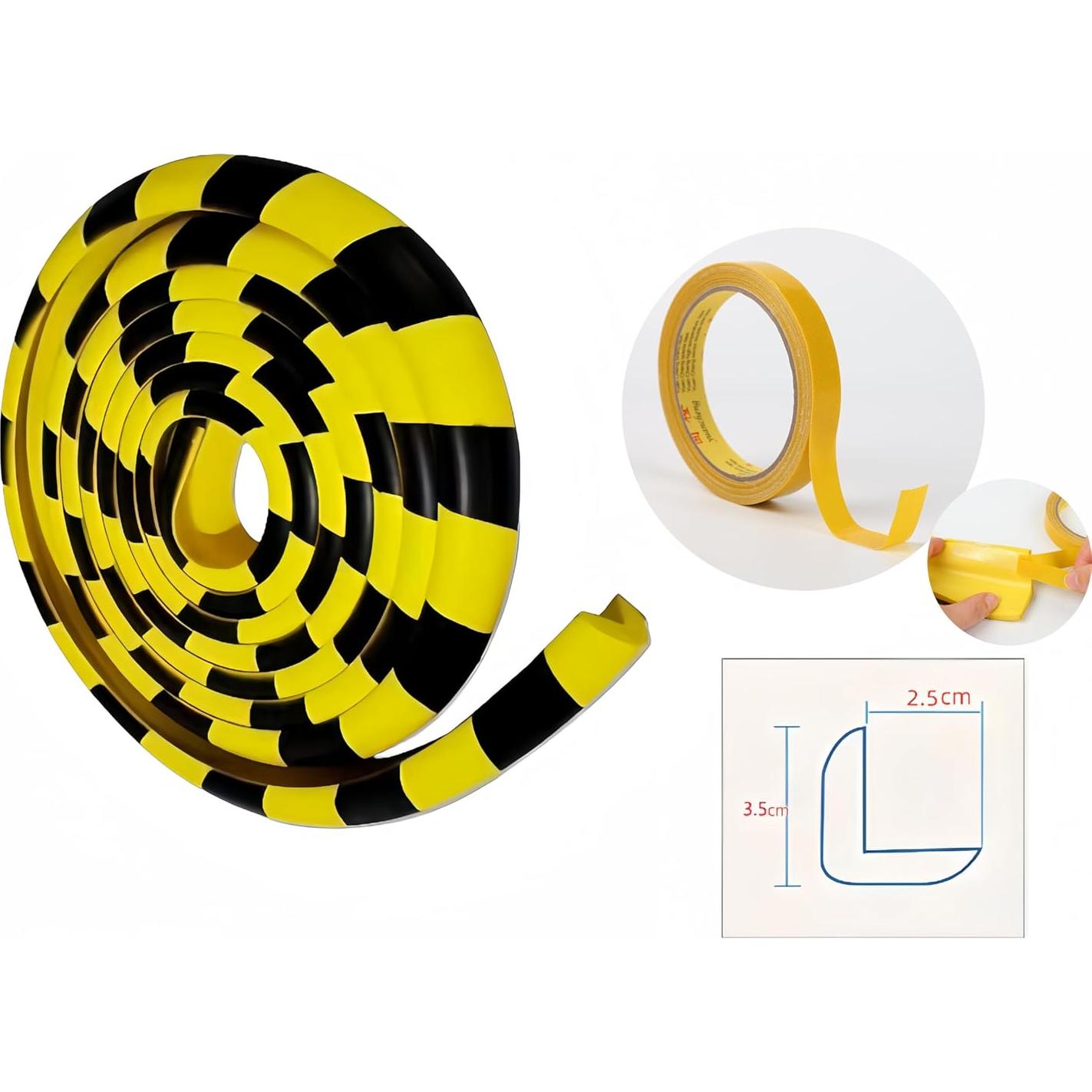 Protectores de Esquinas de Goma NBR Kyvoria 5M Amarillo/Negro