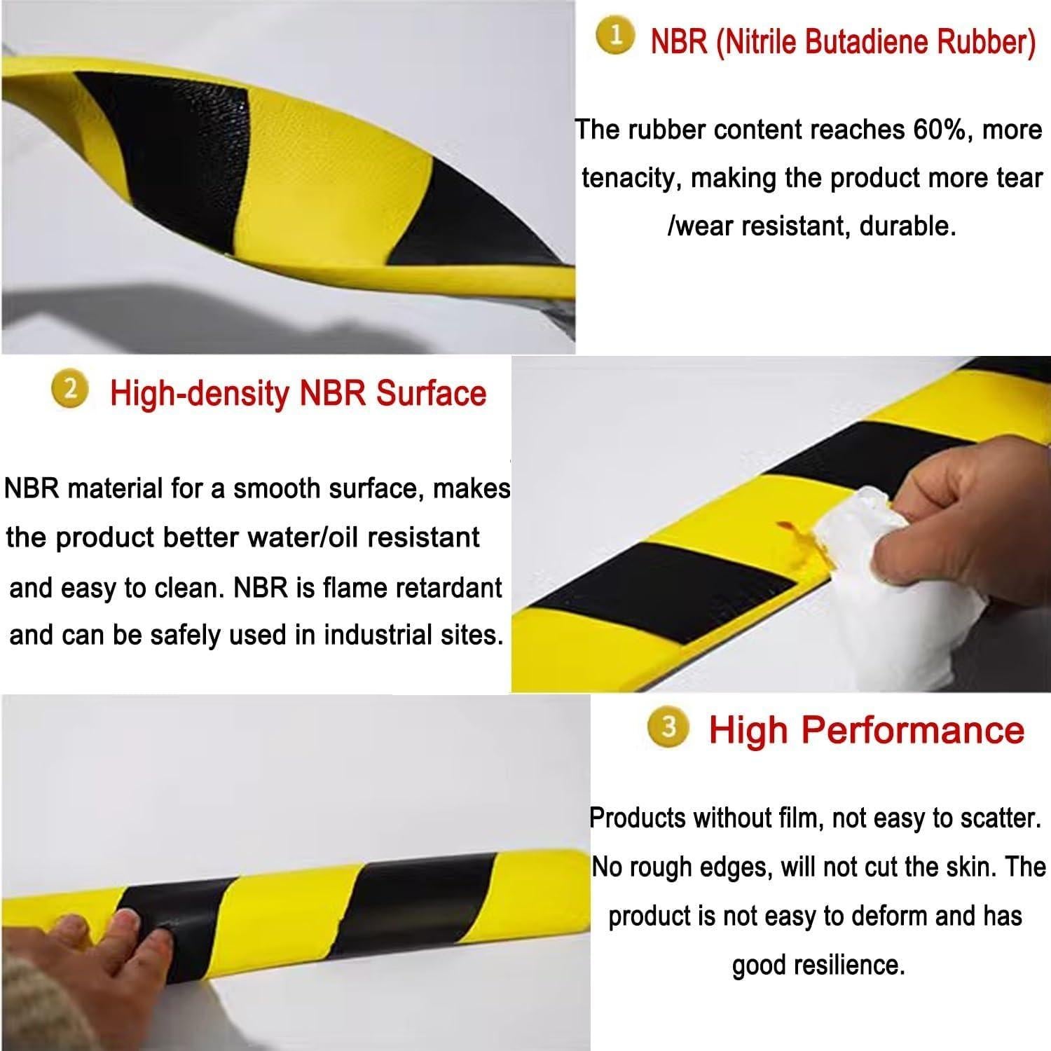 Protectores de Esquinas de Goma NBR Kyvoria 5M Amarillo/Negro