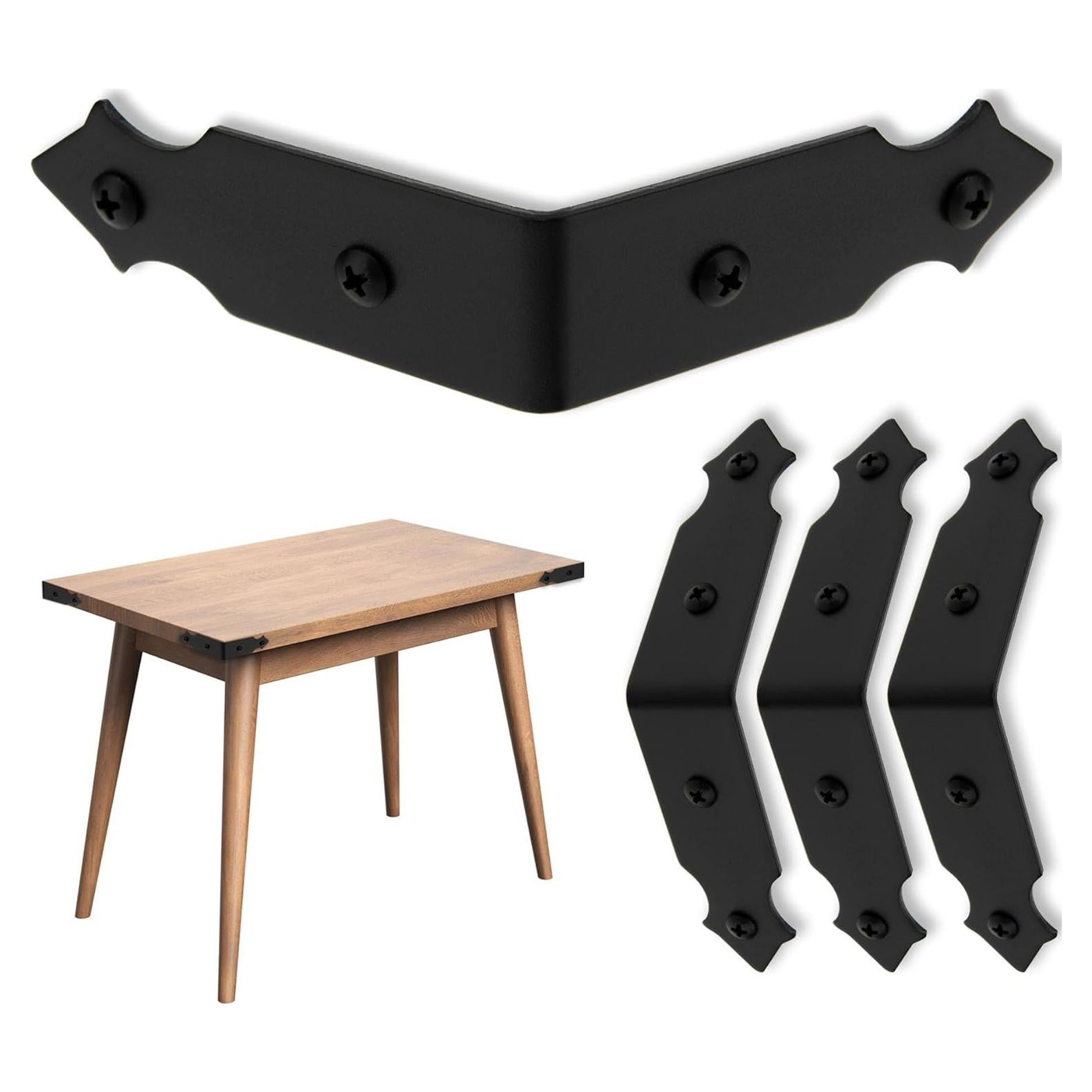 Protectores de Esquinas de Metal Negro KOXHERO 4 Unidades 8.89 cm