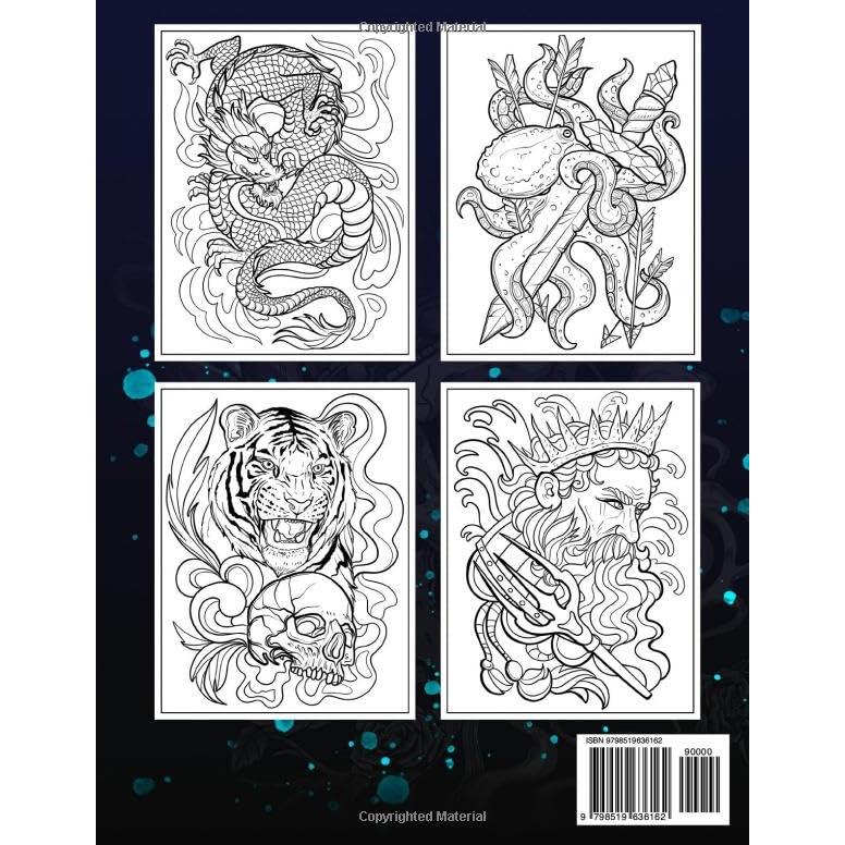 100 Tattoos: A Tattoo Coloring Book for Adults with Beautiful Tattoo Designs for Stress Relief, Relaxation, and Creativity