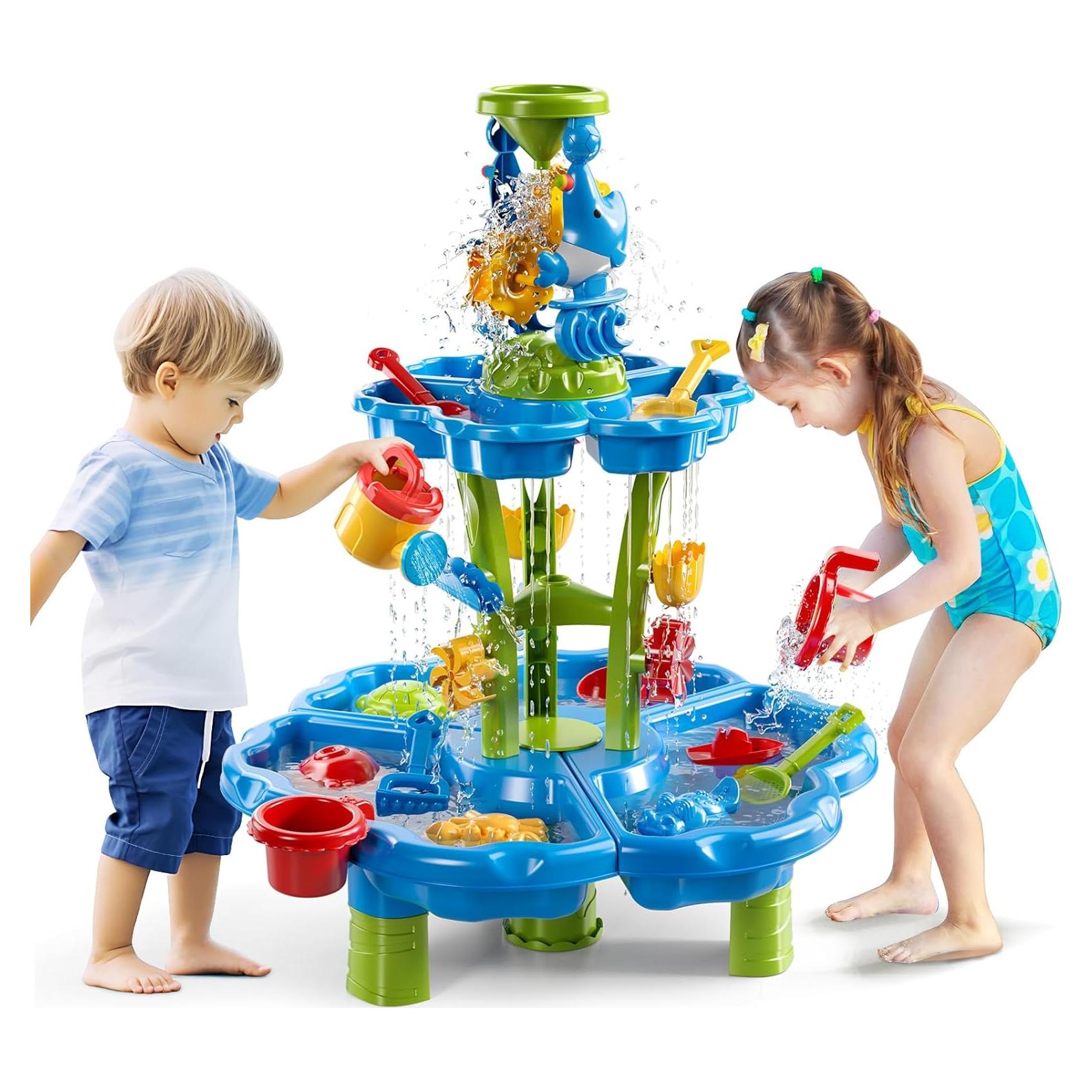 Mesa de Agua y Arena NIPLOOOW 60x60 cm para Niños 3-8 Años