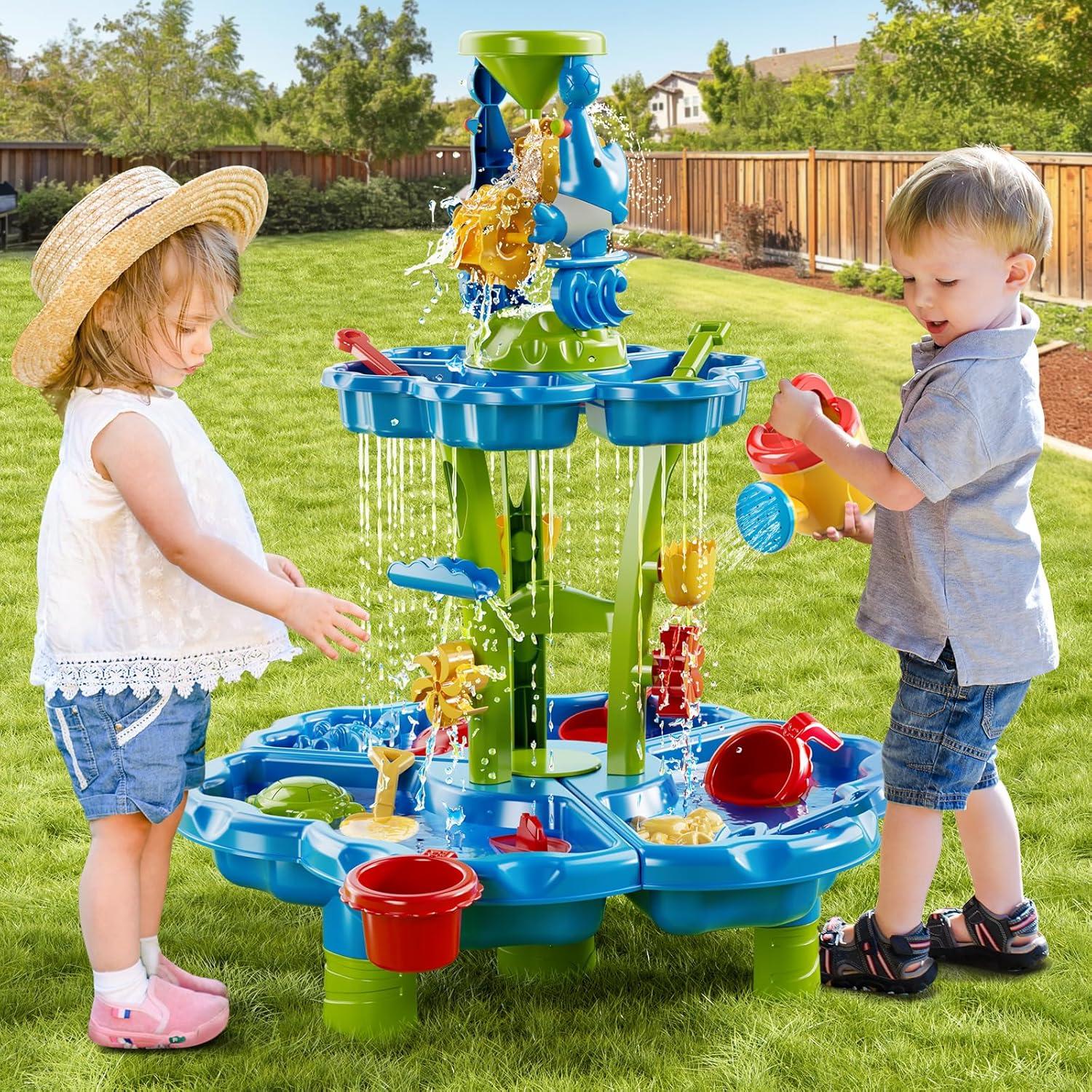 Mesa de Agua y Arena NIPLOOOW 60x60 cm para Niños 3-8 Años