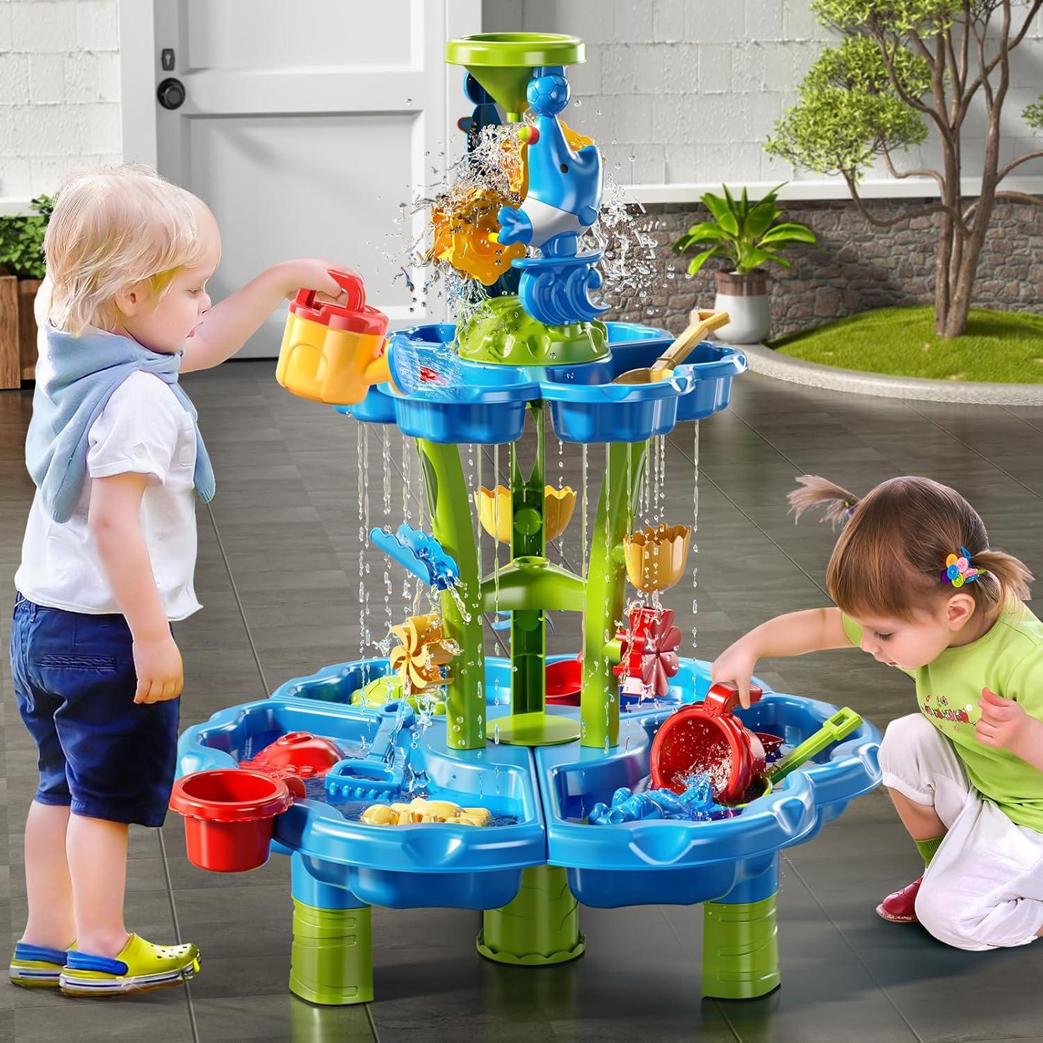 Mesa de Agua y Arena NIPLOOOW 60x60 cm para Niños 3-8 Años