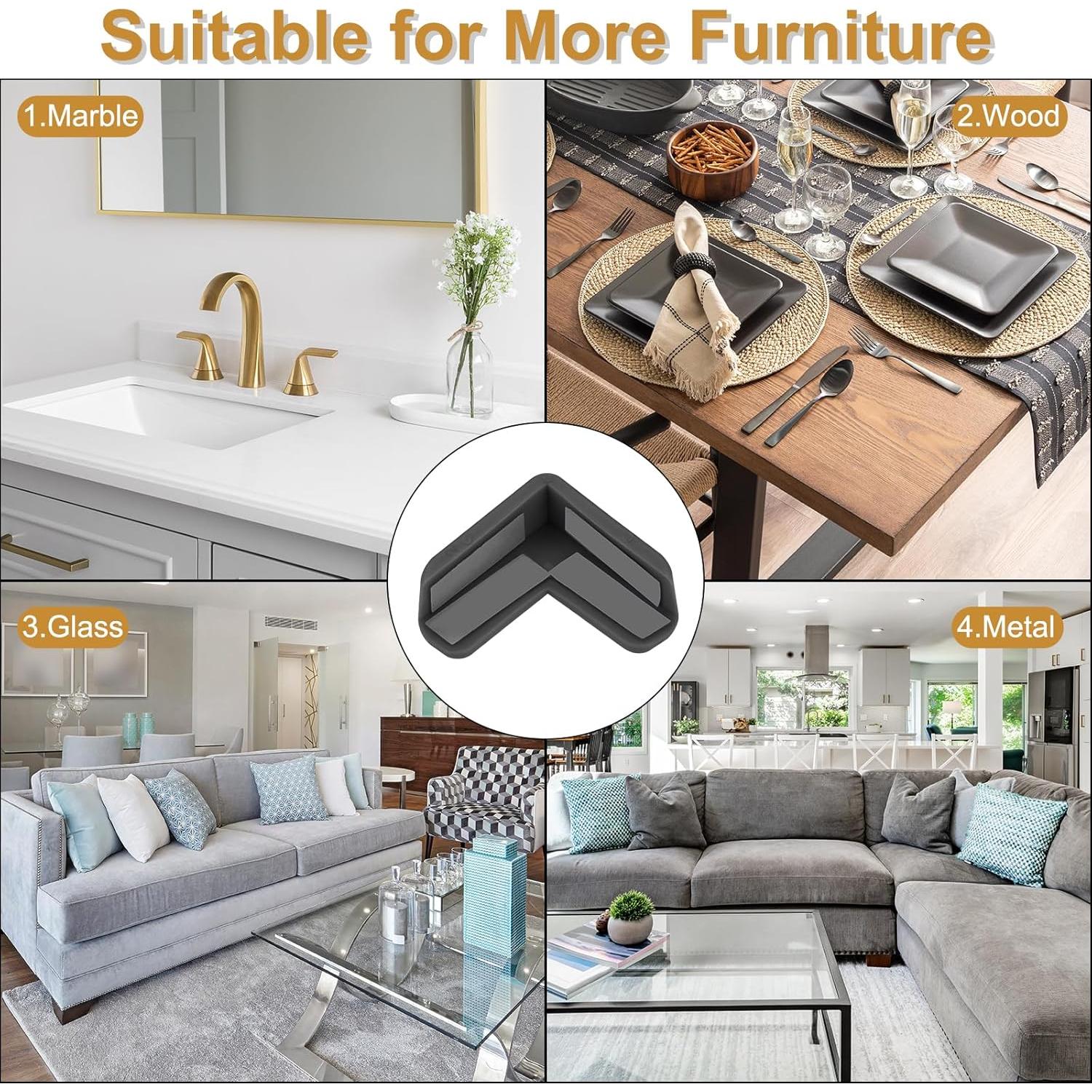 Protectores de Esquinas uxcell 16 Piezas PVC Negro L