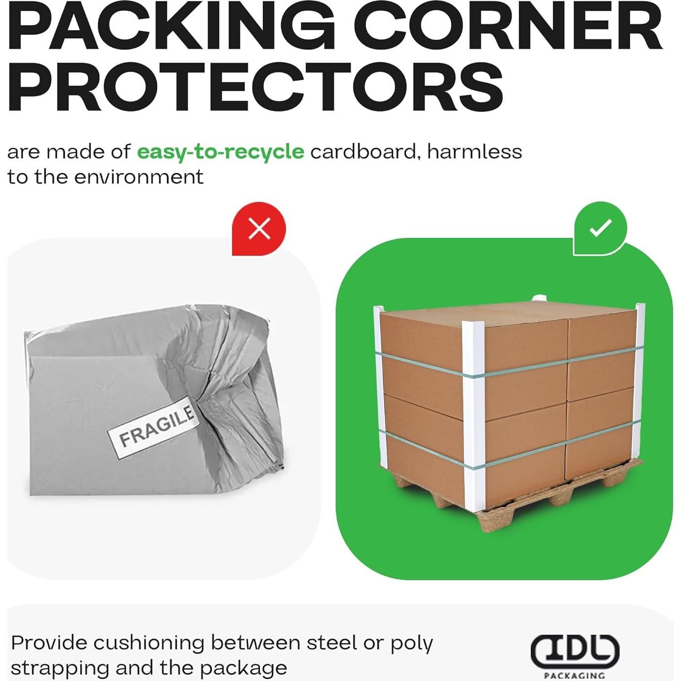 Protectores de Esquinas de Cartón IDL 5.08x5.08x7.62 cm Paquete 50