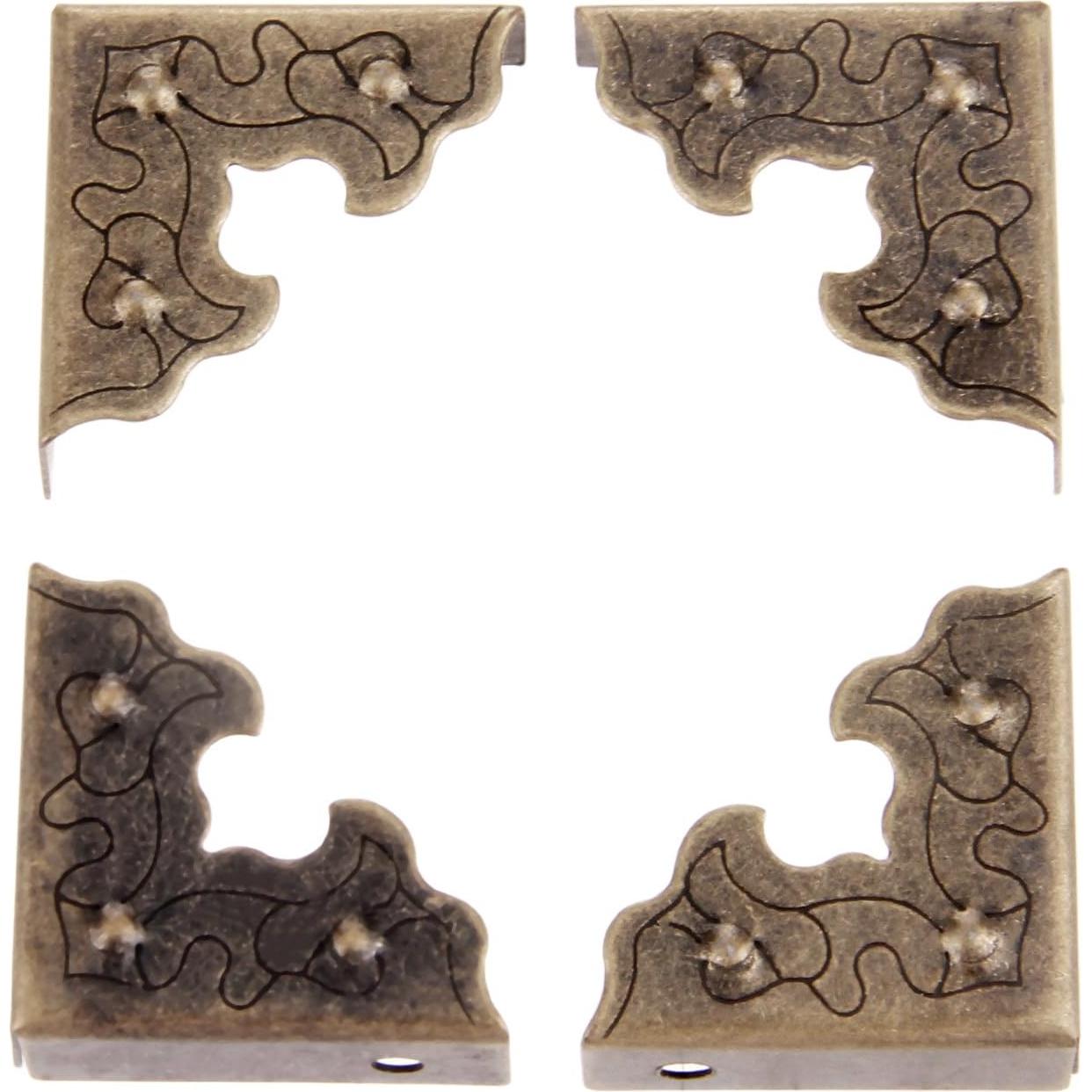 dophee 10Pcs Metal Decorative Corner Protectors, Vintage Style Edge Safety Guards Covers for Picture Frame Jewelry Box Gift Box Wooden Case Cabinet Furniture, Antique Bronze 0.98"x0.98"x0.35"