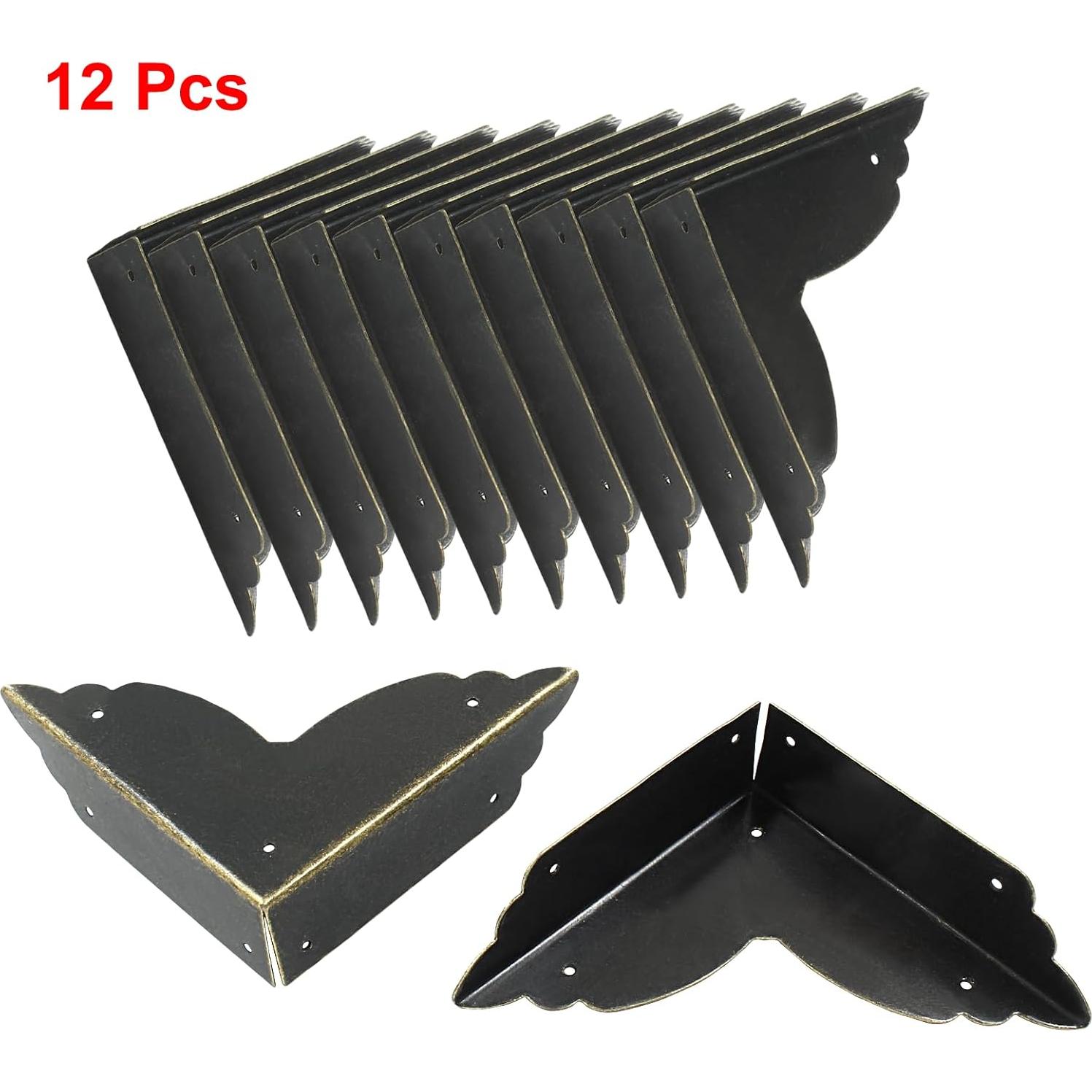 12 Protectores de Esquinas de Metal Zorveiio Negro Antiguo