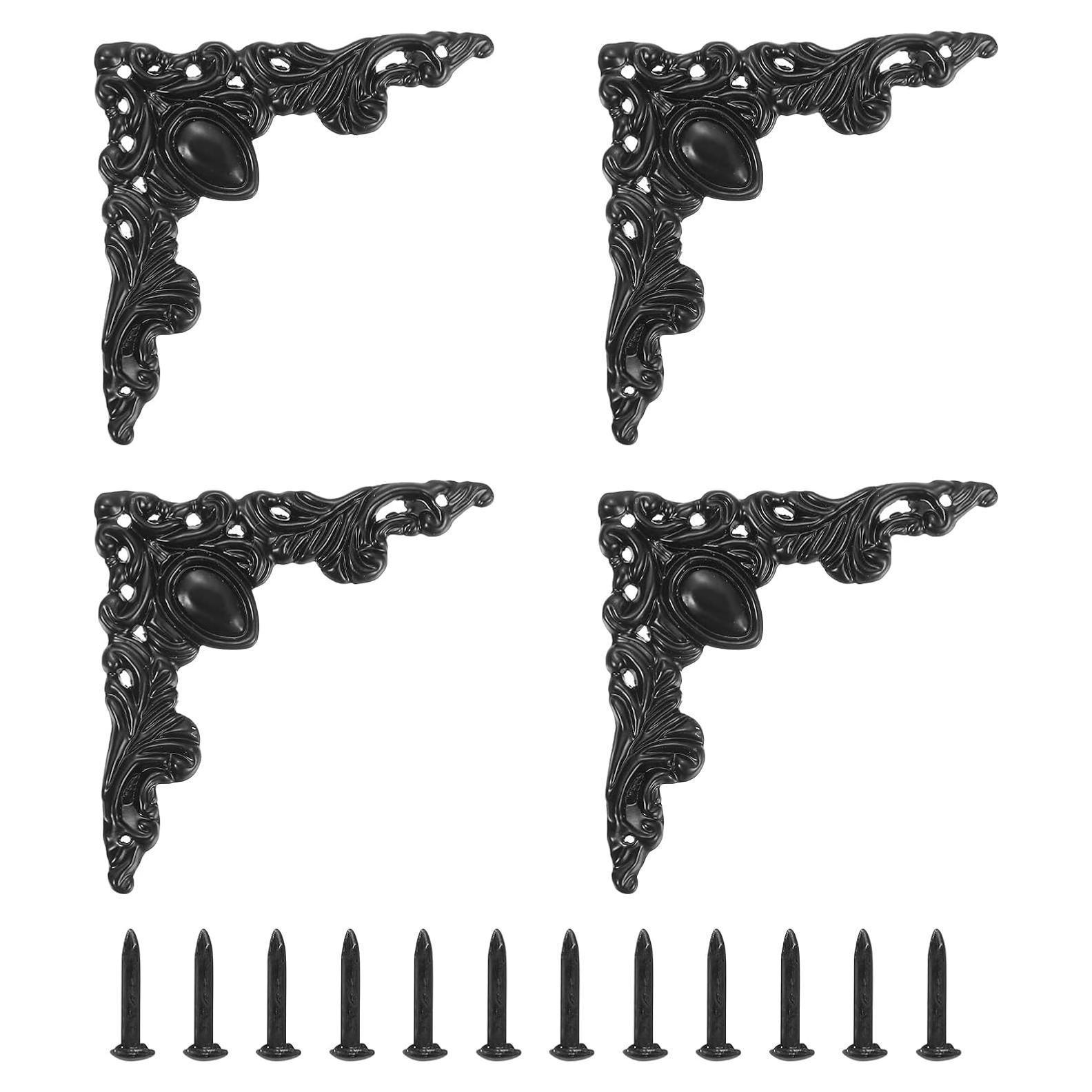 Soporte de Esquina Vintage uxcell 4 Piezas 5x5 cm Metal Zinc Negro