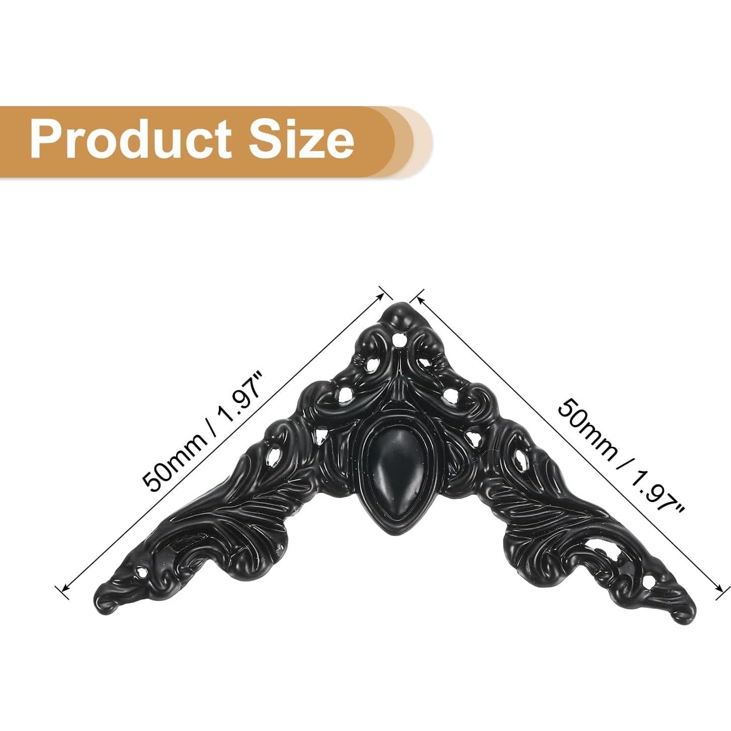 Soporte de Esquina Vintage uxcell 4 Piezas 5x5 cm Metal Zinc Negro