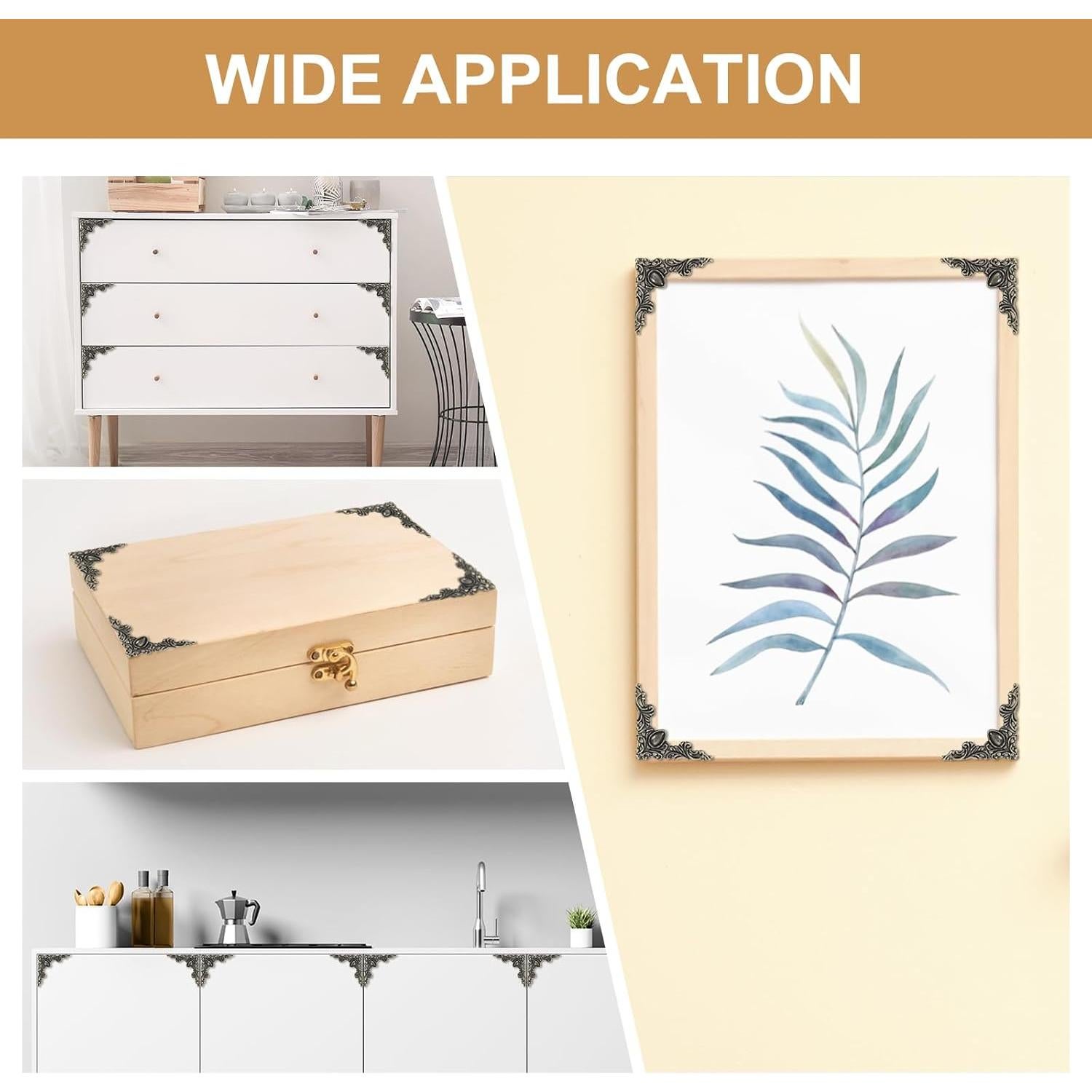 Soporte de Esquina Vintage uxcell 4 Piezas 5x5 cm Metal Zinc Negro