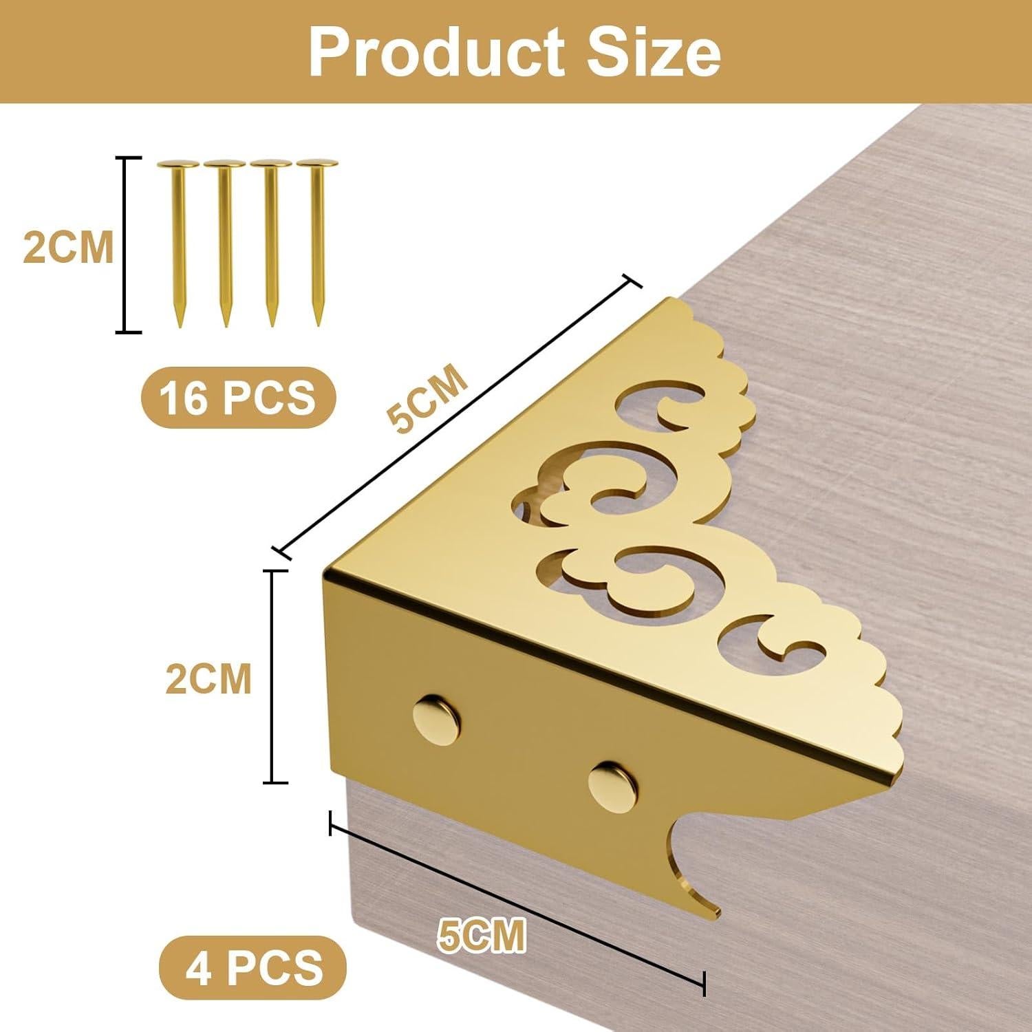 4 Protectores de Esquinas Metálicos RFORPLY Oro Vintage