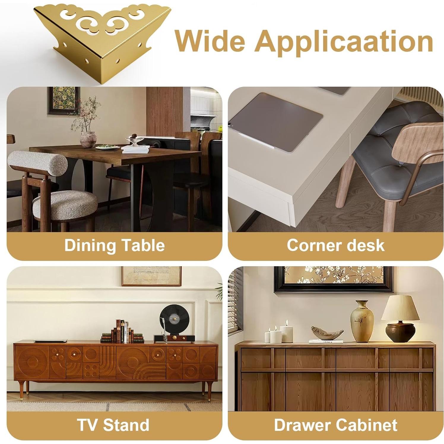 4 Protectores de Esquinas Metálicos RFORPLY Oro Vintage