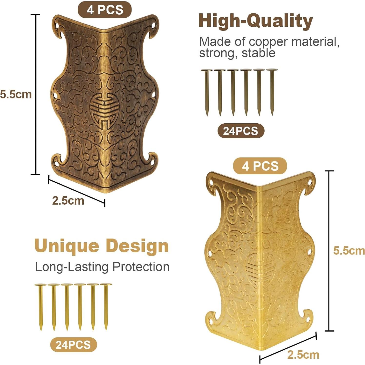 4 Protectores de Esquinas de Cobre RFORPLY Vintage Bronce