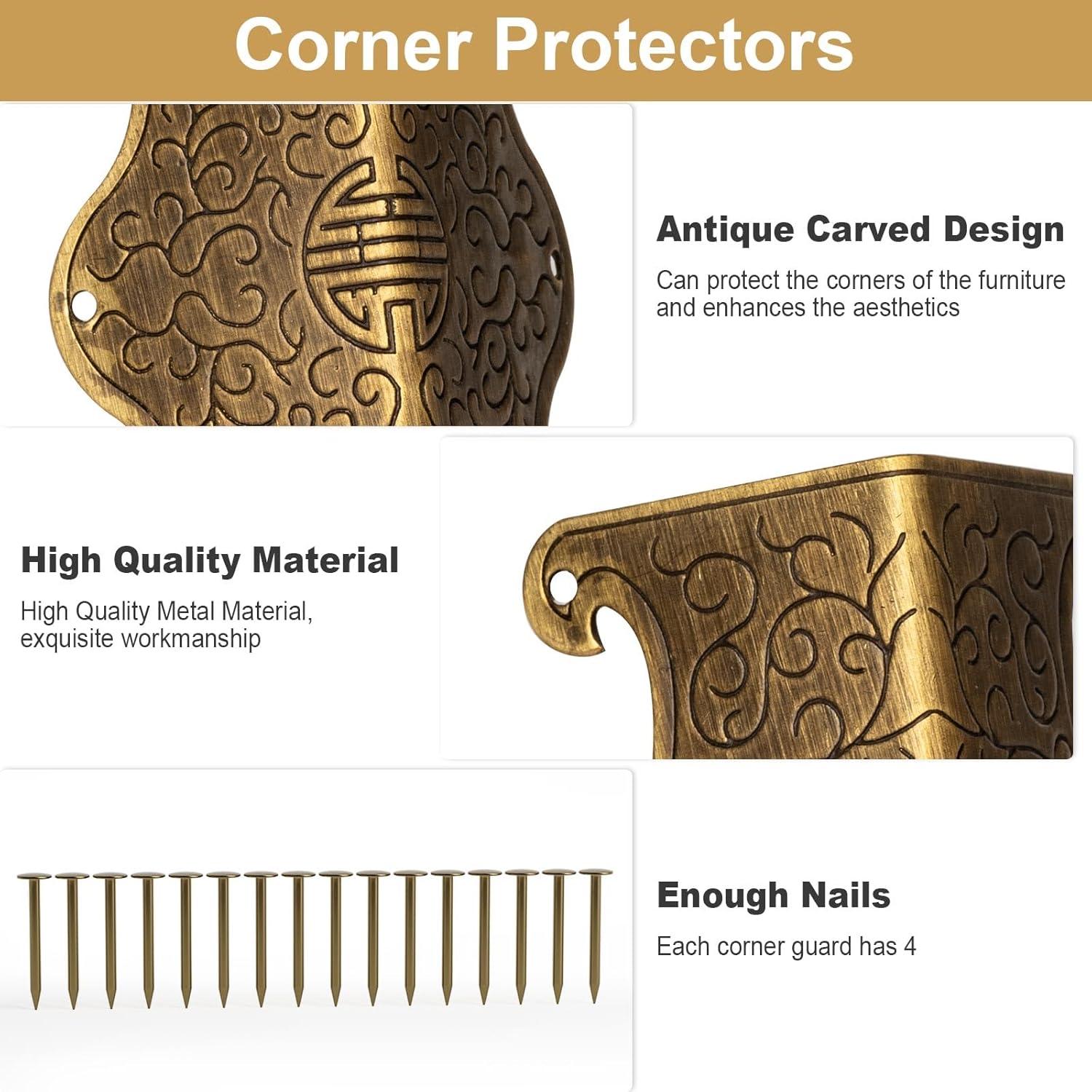 4 Protectores de Esquinas de Cobre RFORPLY Vintage Bronce