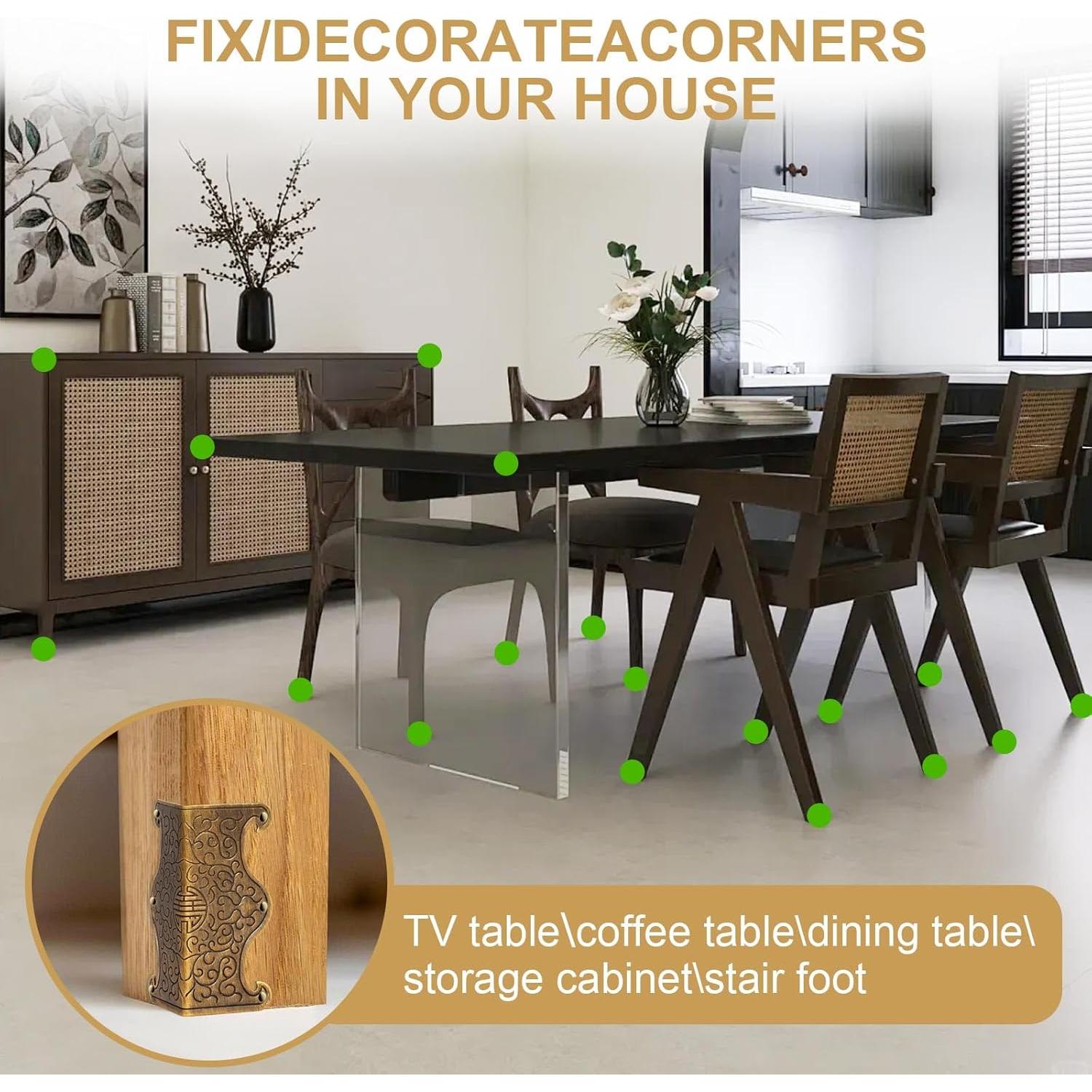 4 Protectores de Esquinas de Cobre RFORPLY Vintage Bronce