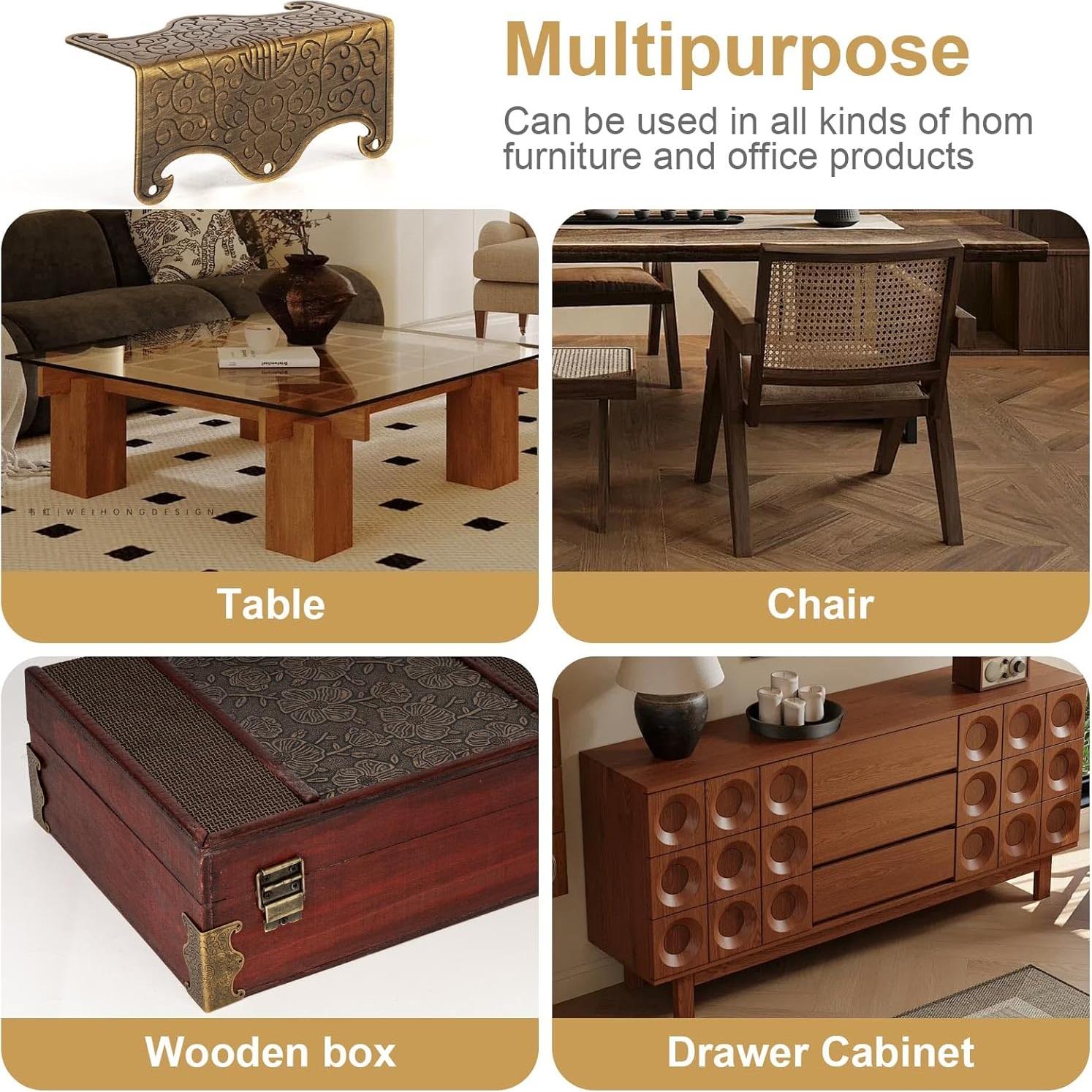 4 Protectores de Esquinas de Cobre RFORPLY Vintage Bronce