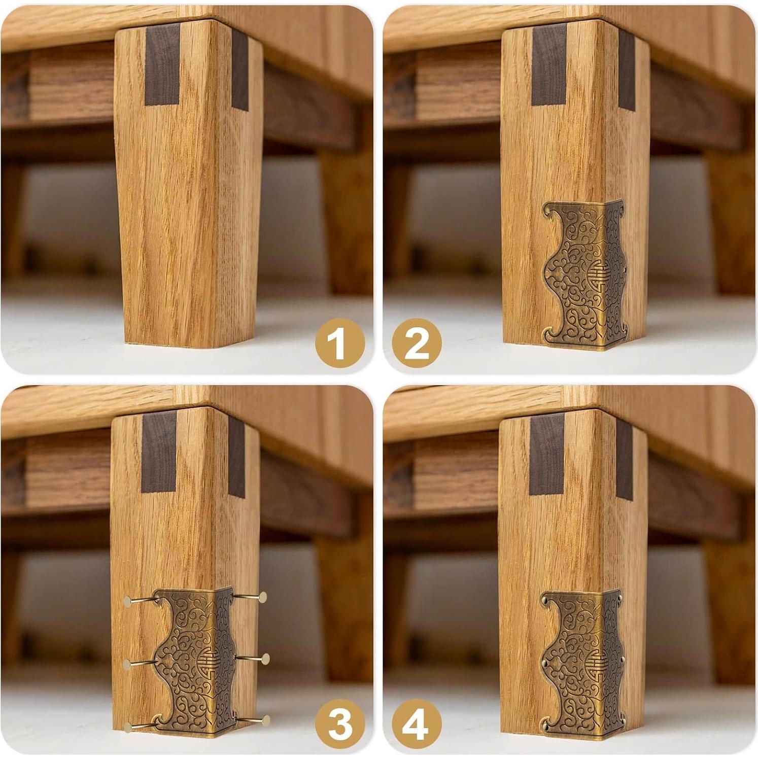 4 Protectores de Esquinas de Cobre RFORPLY Vintage Bronce