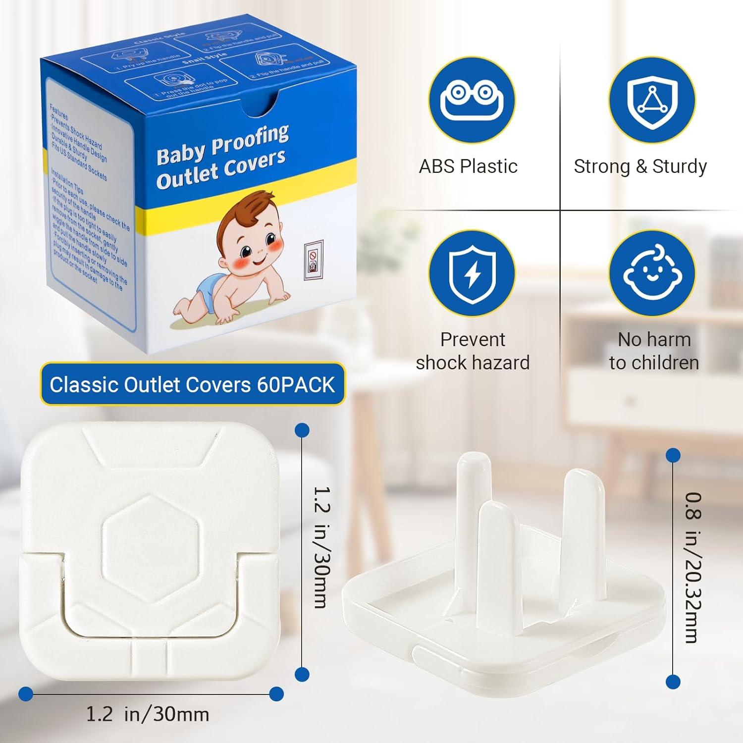 Cubiertas de Enchufe para Niños 60 Piezas Clásicas Reutilizables