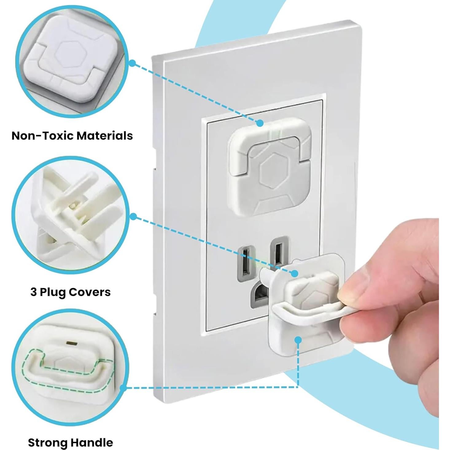 60 Cubiertas de Enchufe a Prueba de Niños ABS Blancas