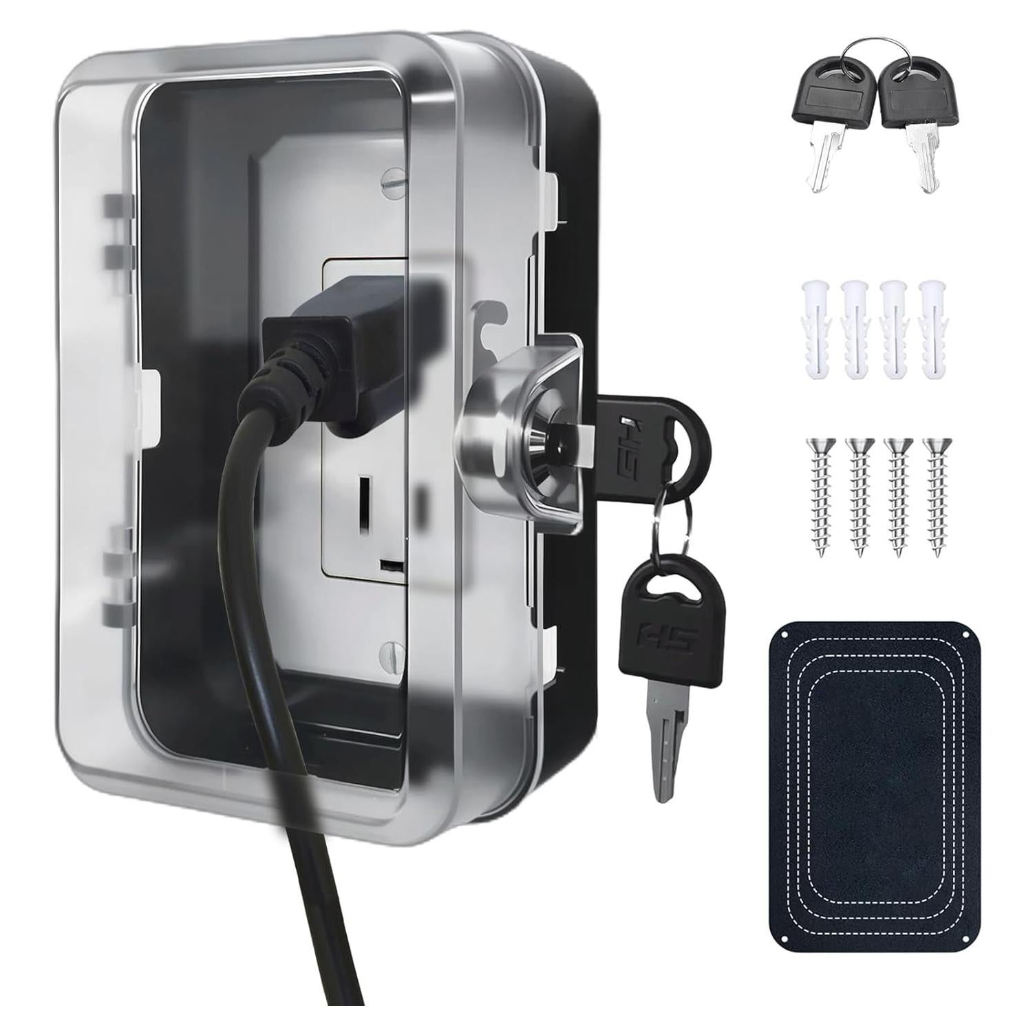 Caja de bloqueo de enchufe a prueba de niños - 1 paquete negro