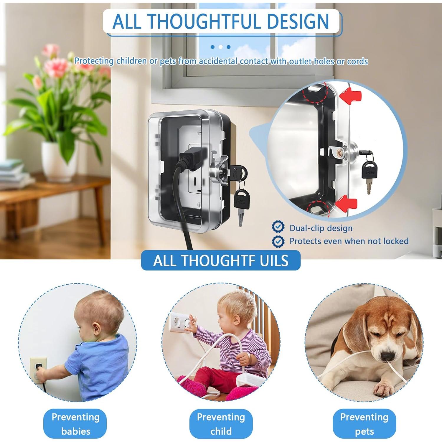 Caja de bloqueo de enchufe a prueba de niños - 1 paquete negro