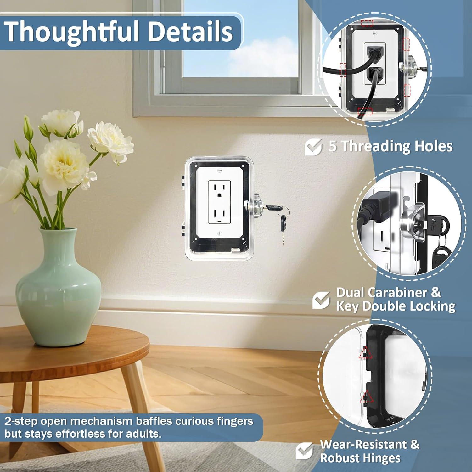 Caja de bloqueo de enchufe a prueba de niños - 1 paquete negro