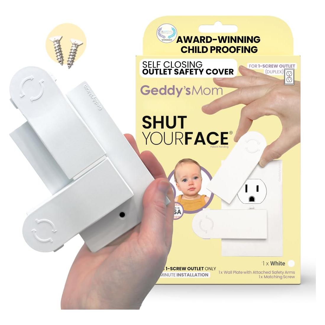 Cubierta de Enchufe Duplex Geddy's Mom Auto-Cerrada 1 Tornillo
