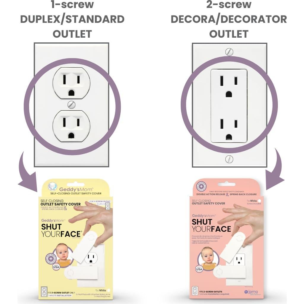 Cubierta de Enchufe Duplex Geddy's Mom Auto-Cerrada 1 Tornillo