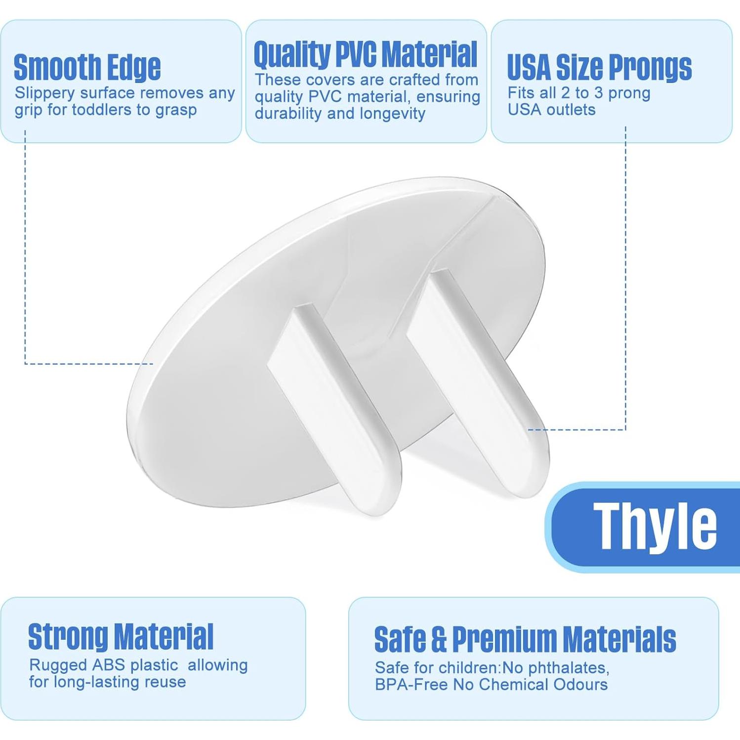 Cubiertas de Enchufes a Prueba de Niños Thyle 200 Pcs Blancas